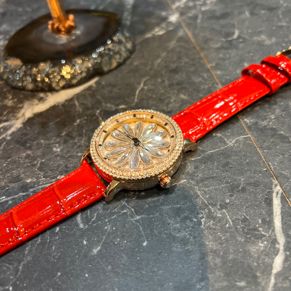 AG Collective Women's Orange Leather Strap Watch L 5048 RGOR RG - Elegant Fashion Accessory for Everyday Wear & Special Occasions