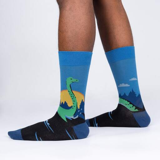Loch Ness Monster Novelty Socks for Men - Fun Crew Socks with Unique Design - Perfect for Gifts, Costumes & Everyday Wear