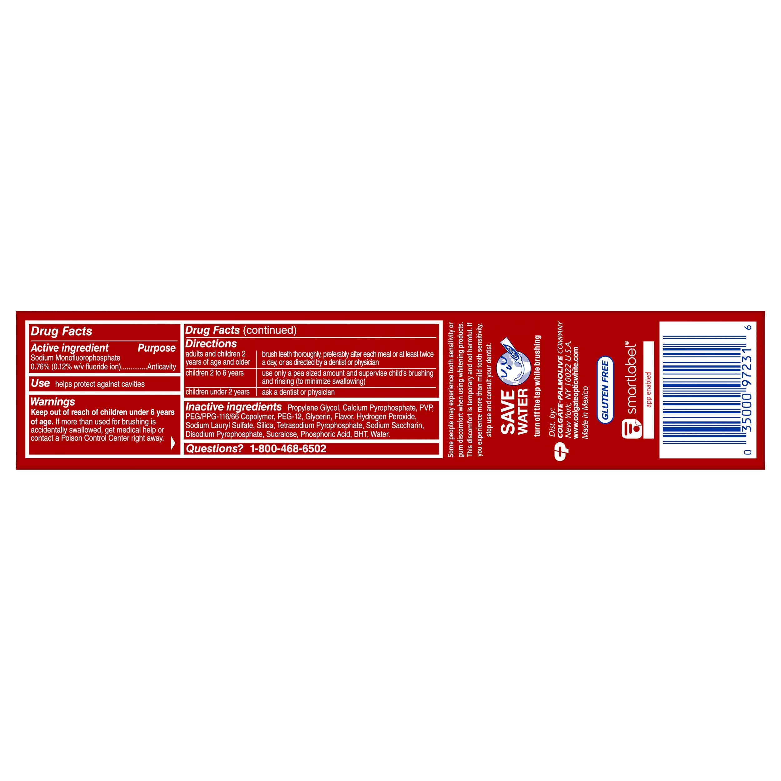 Colgate Optic White Advanced Teeth Whitening Toothpaste with 2% Hydrogen Peroxide - Sparkling White Formula, 4.5 Oz (2 Pack) - Brighten Smile for Daily Use & Special Occasions