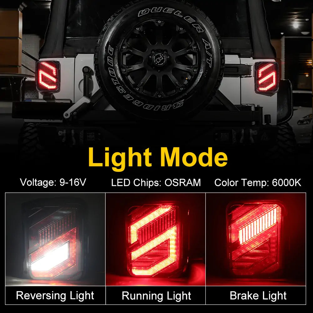LOYO® LED Tail Lights for Jeep Wrangler JK & JKU (2007-2018) - Unique S-Shaped Design | Waterproof & Durable | Perfect for Off-Roading & Night Driving