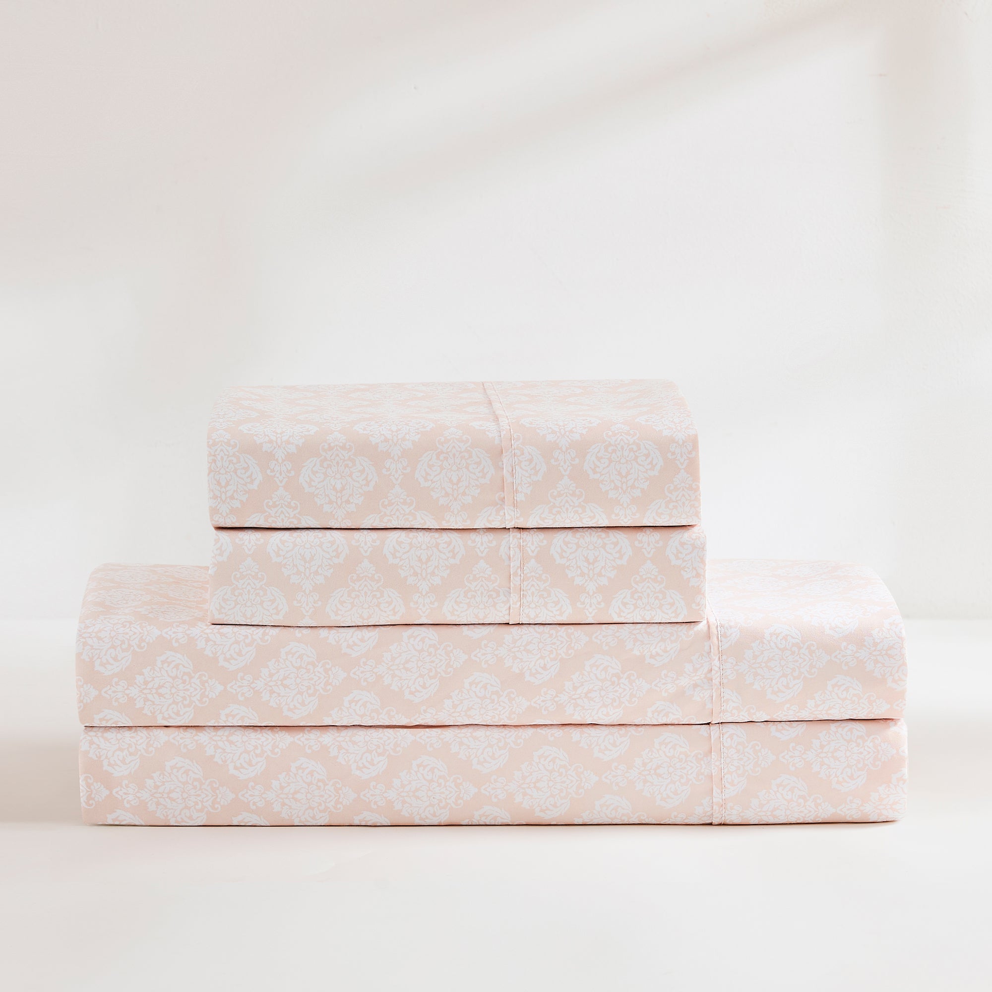 Luxury Romer Damask Sheet Set - 100% Cotton, King Size, Wrinkle-Free - Perfect for Master Bedroom, Guest Room & Hotel Use