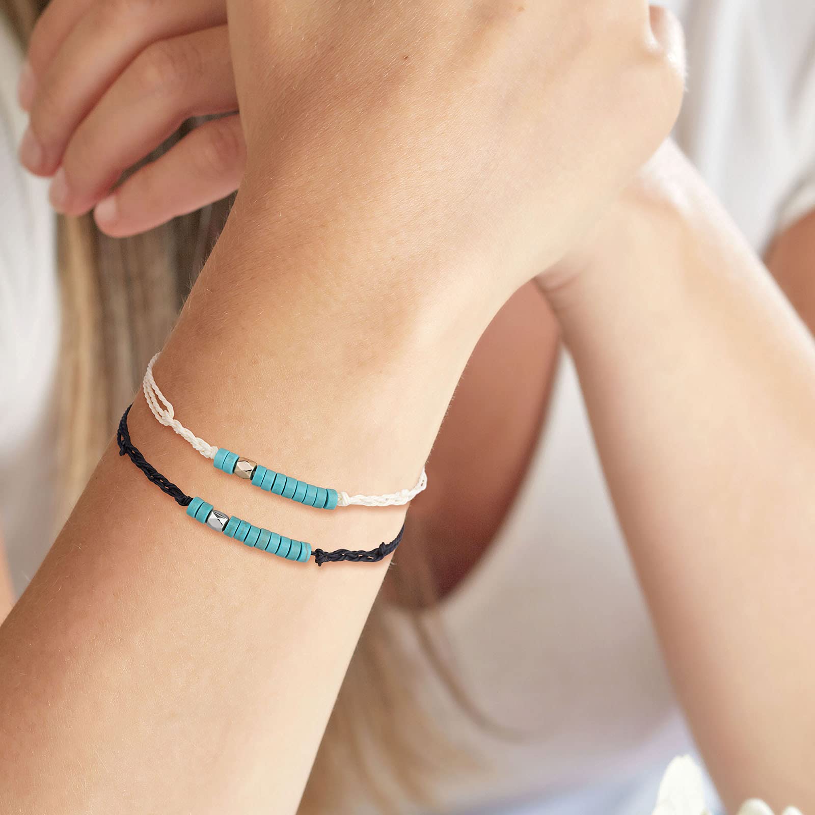 Turquoise Bead Soul Sister Bracelets - Best Friend Matching Friendship Bracelets for Women & Girls - Long Distance Gifts for BFFs - Birthday & Everyday Wear