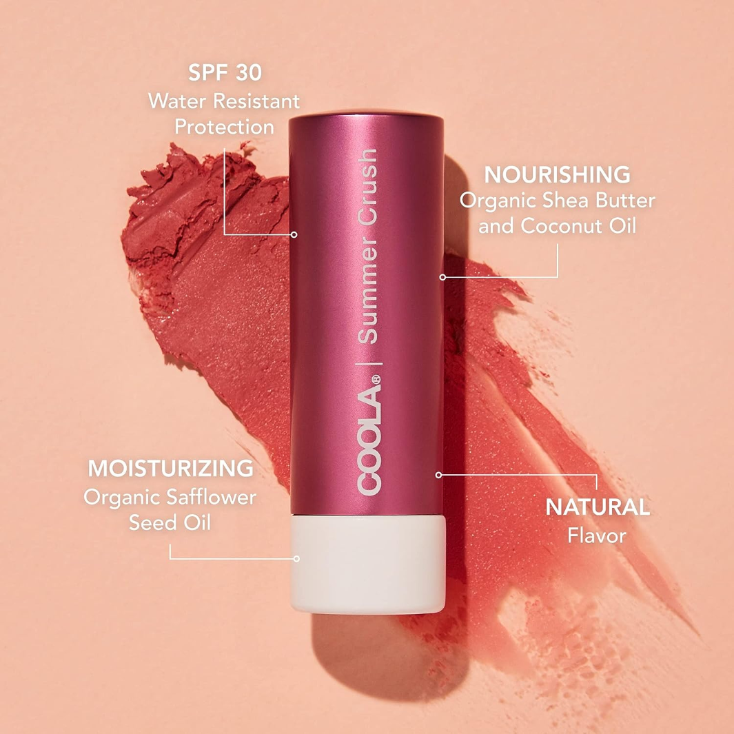 COOLA Mineral Liplux Organic Tinted Lip Balm with SPF 30 Sunscreen - Hydrating & Protective Lip Care for Daily Use, Outdoor Activities & Sun Exposure
