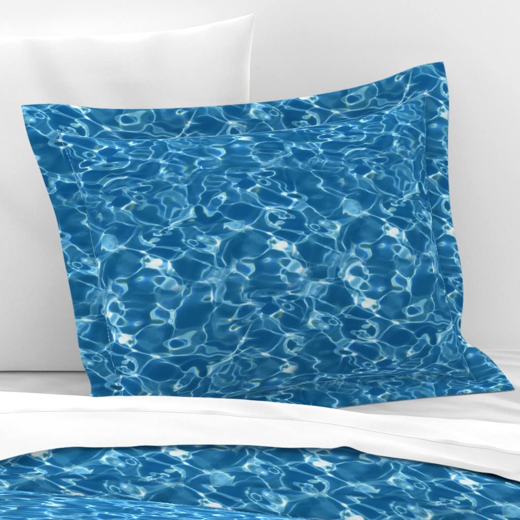 Custom Cotton Sateen Flanged Edge Sham - Water Pool Swim Ocean Sea Print Bedding by Spoonflower | Perfect for Beach House Decor & Coastal Themed Bedrooms