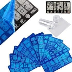 Trexee Nail Art Stamping Kit - 2 Rectangular Steel Design Plates with Stamper & Scraper for Professional & DIY Manicures - Perfect for Home Salon, Party Nail Art, and Gift Ideas