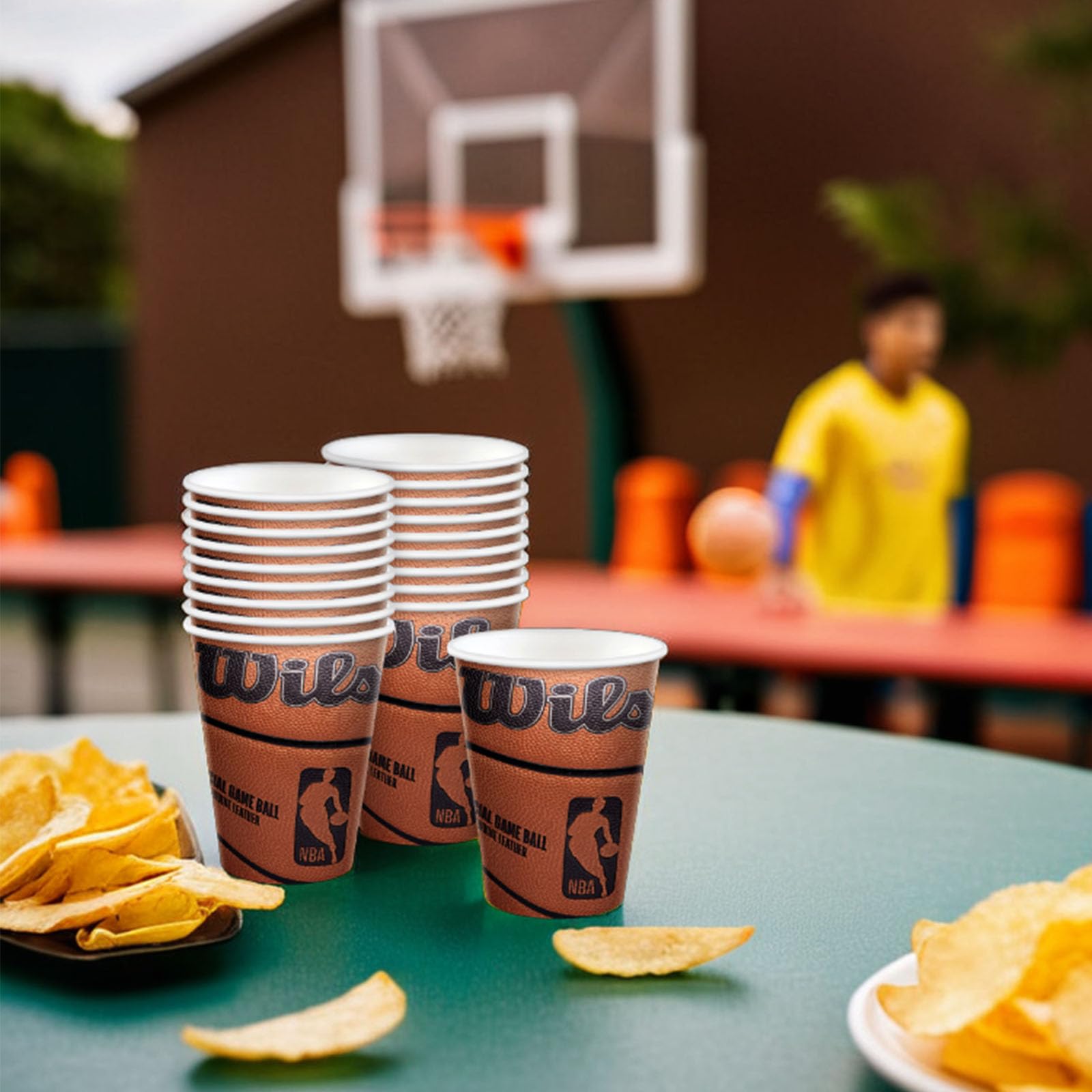 Spalding Basketball Party Cups - 9oz (Pack of 18) | NBA Themed Plastic Drink Cups for Sports Parties, BBQs & Game Nights