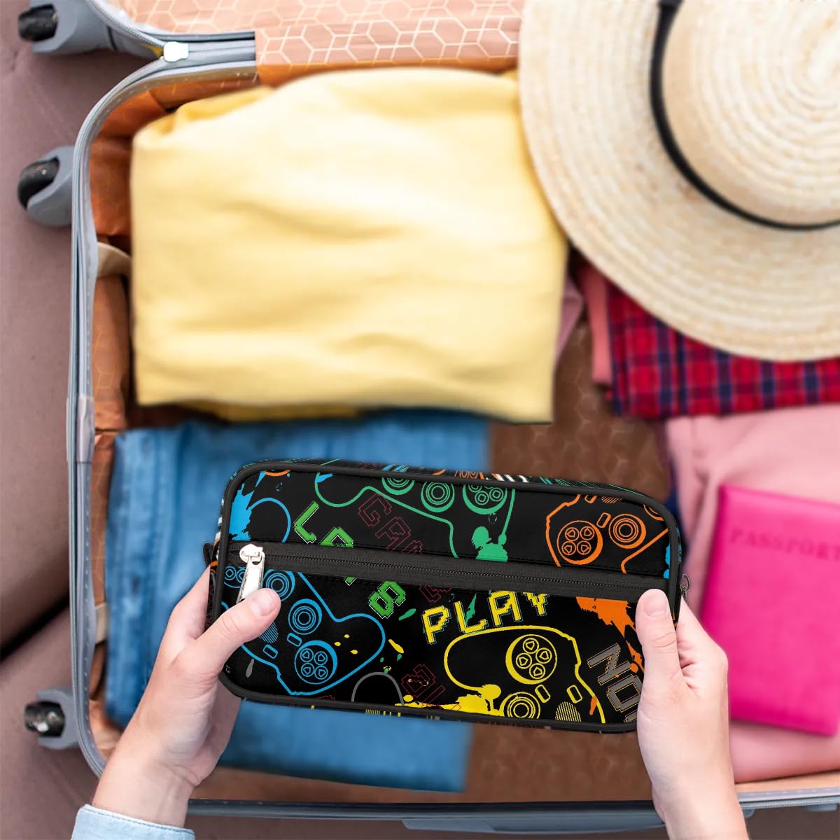 **Waterproof Kids Travel Toiletry Bag for Boys & Girls - Hanging Cosmetic & Wash Pouch - Essential Dopp Kit for Camping, School Trips & Family Vacations**