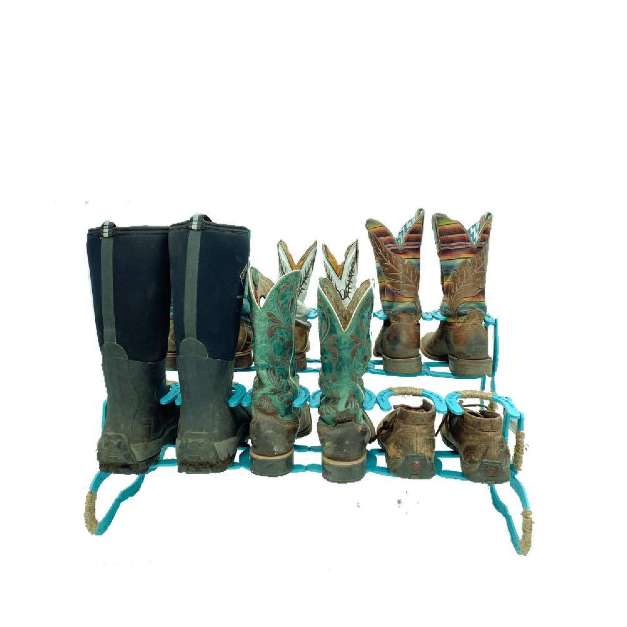 Horseshoe Boot Rack - Rustic Wall Mounted Shoe Organizer for Entryway, Mudroom & Closet - Perfect for Western Decor & Cowboy Boot Storage