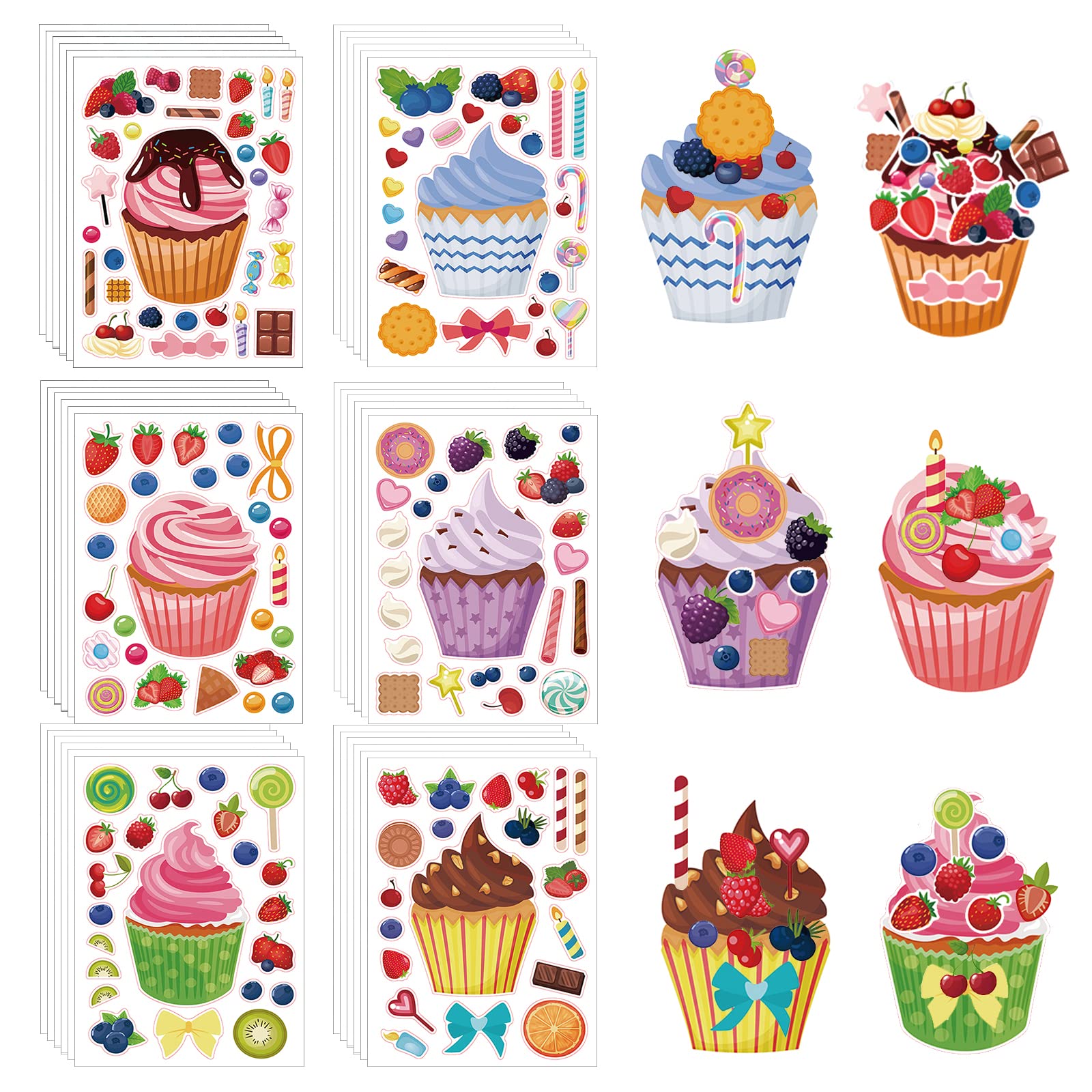DIY Cupcake & Cake Sticker Maker Kit - Sweet Treats & Dessert Stickers for Kids, Students, Party Favors & Scrapbooking - Fun Baking Themed Arts & Crafts for Birthdays, Classrooms & DIY Projects