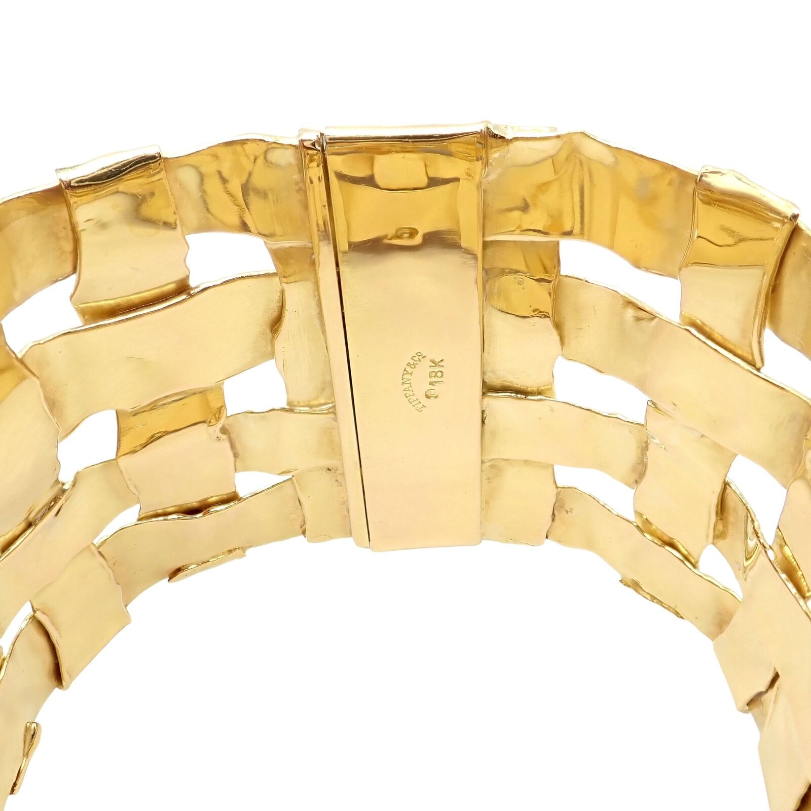 Authentic Vintage Tiffany & Co 18k Yellow Gold Basket Weave Wide Bracelet - Luxury Jewelry Gift for Women, Perfect for Weddings, Anniversaries & Special Occasions