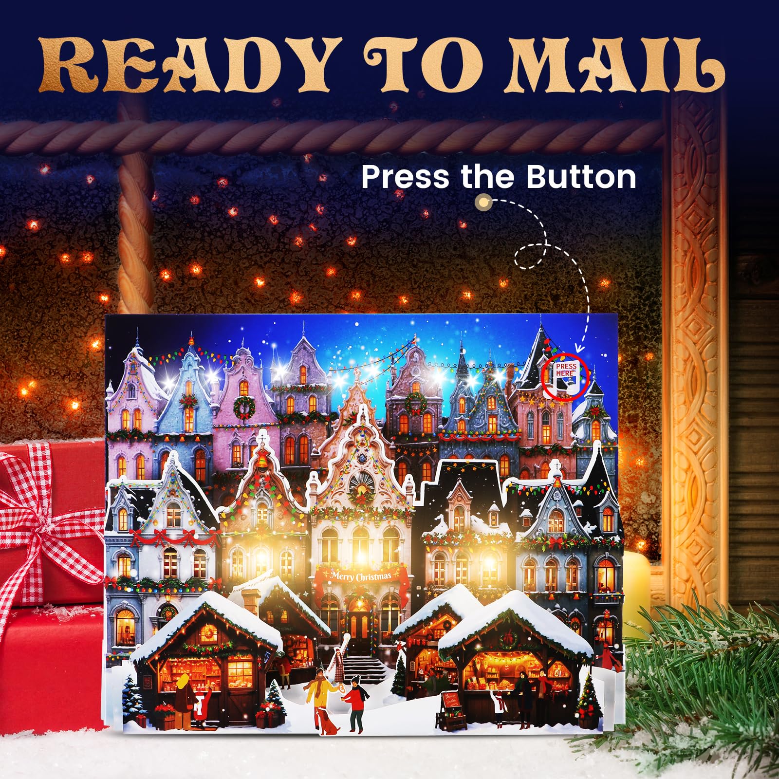 Christmas Pop Up Cards for Kids - Musical Greeting Cards with Lights & Songs - Holiday New Year Gift - Perfect for Classroom Exchanges, Stocking Stuffers & Family Celebrations