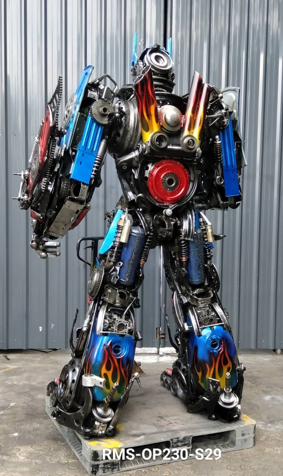 Optimus Prime Inspired Recycled Metal Art Sculpture - Transformers Collectible Home Decor for Fans & Geeks - Perfect for Office Desk, Man Cave, or Gift Idea