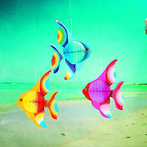 Hanging Tissue Fish Decorations (6pc) - Party, Home & Office Sea Theme Decor