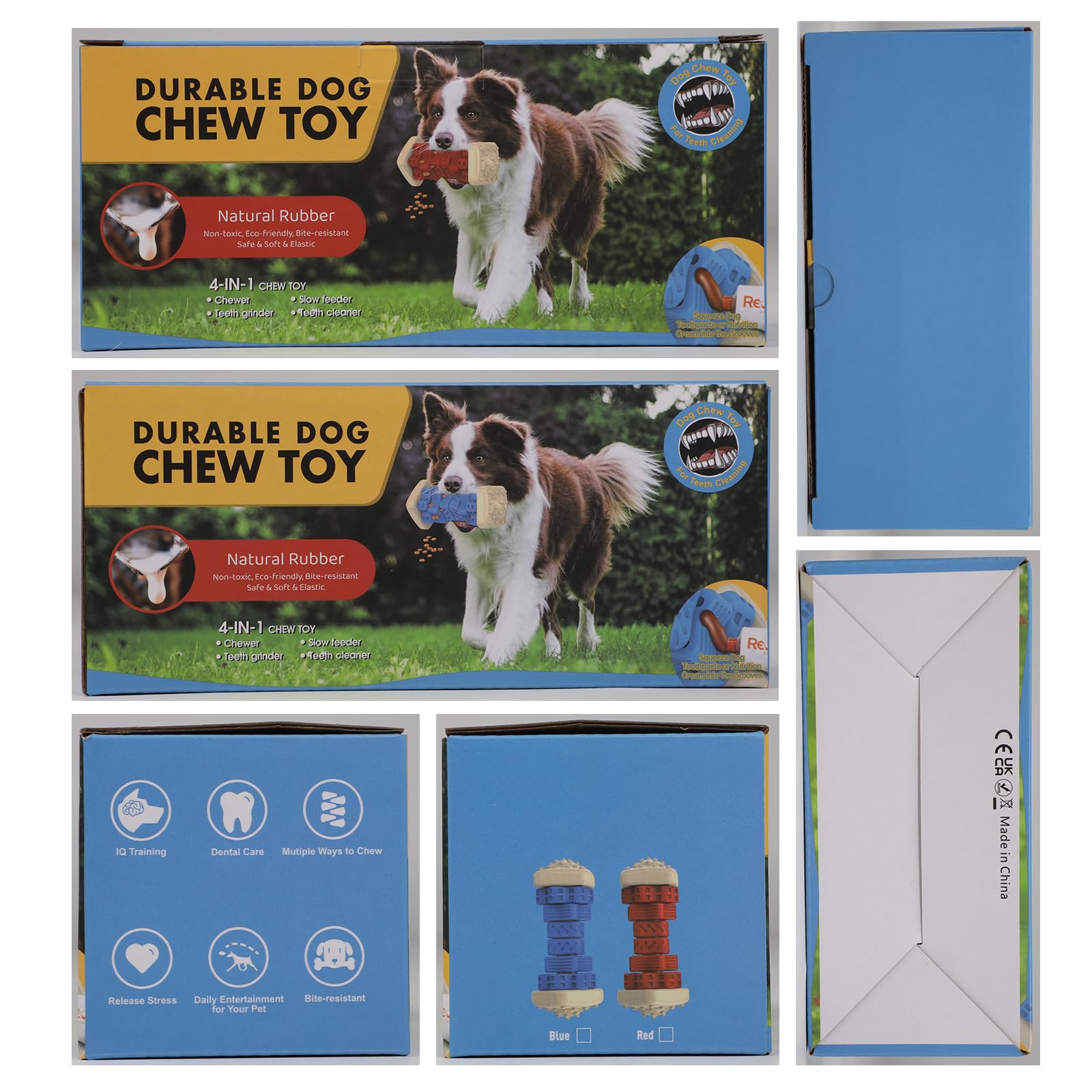 Durable Indestructible Dog Chew Toys for Aggressive Chewers - Beef Flavor Interactive Puzzle Toys, Safe Rubber Chewers for Large Medium Small Dogs (Blue) - Perfect for Training, Boredom Relief & Playtime