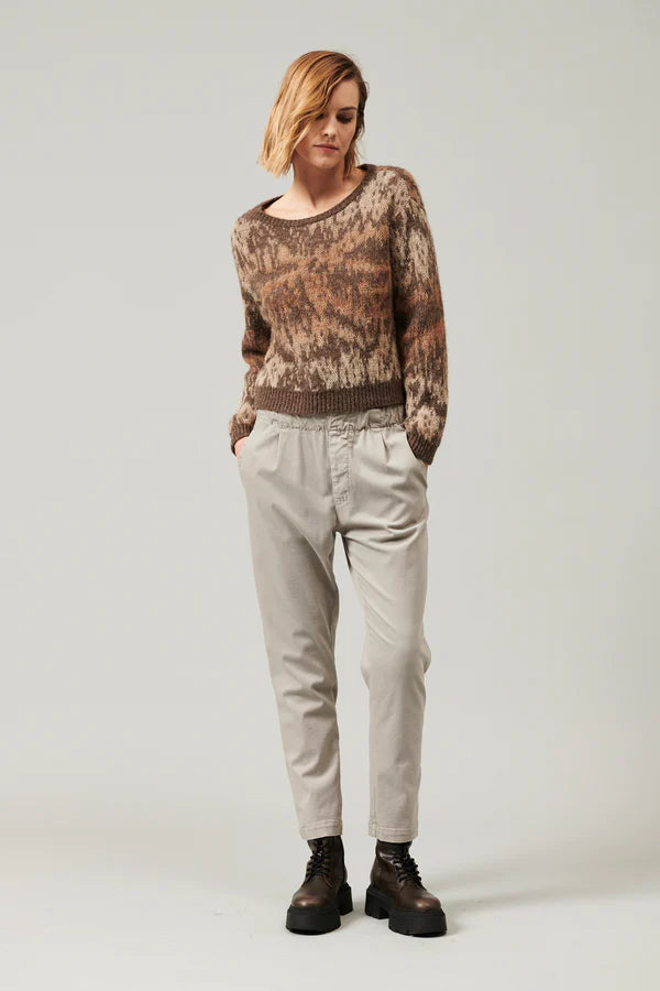 Soft & Warm Alpaca Mohair Yarn Sweater for Women - Cozy Crewneck Pullover in Mocha Brown | Perfect for Fall & Winter Outfits, Casual Wear & Holiday Gatherings