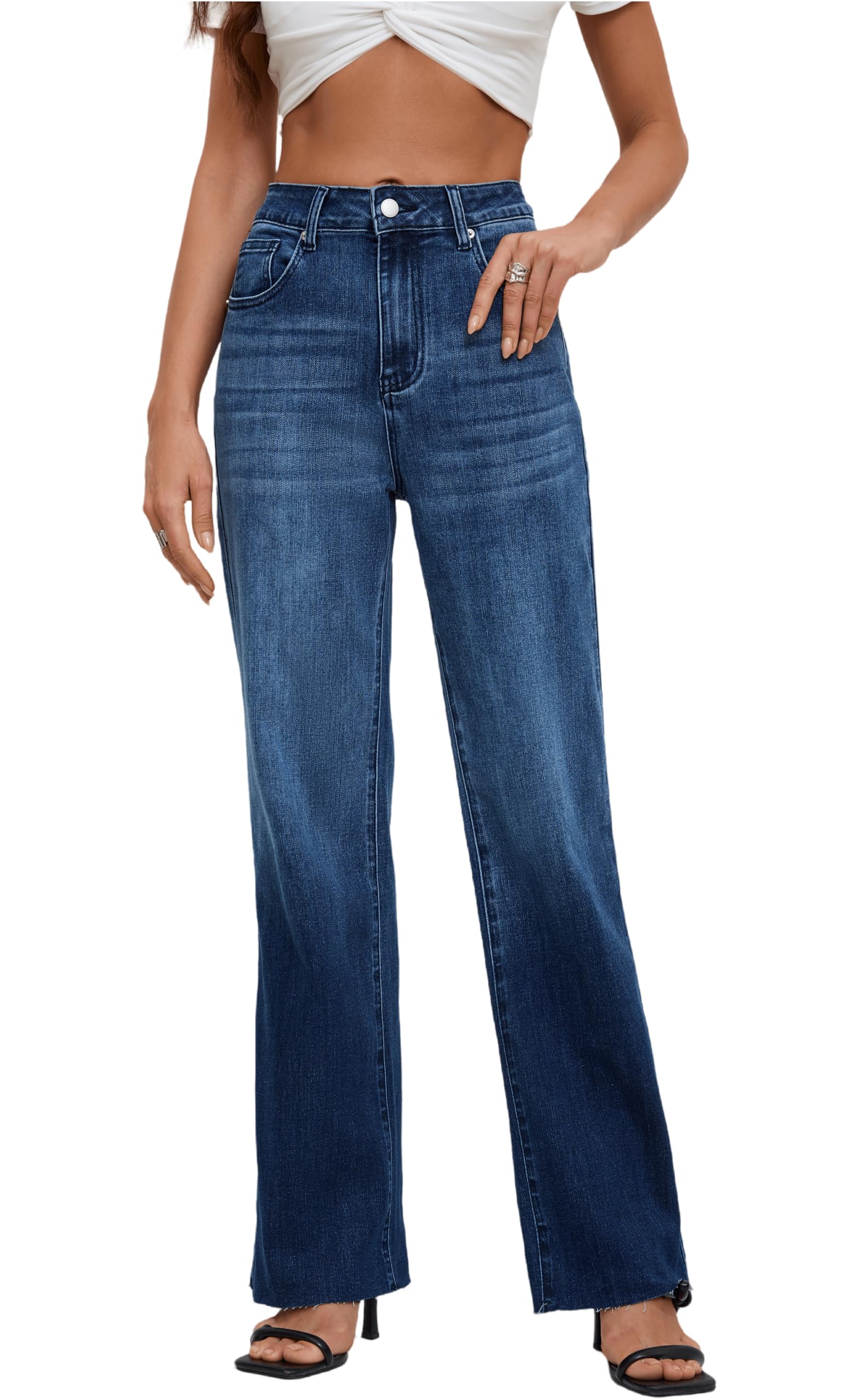 Women's High Waisted Stretch Skinny Jeans - Lightweight Comfort Fit Navy Blue Denim Pants for Work & Casual Wear 2024 | Perfect for Office, Date Night & Everyday Outfits