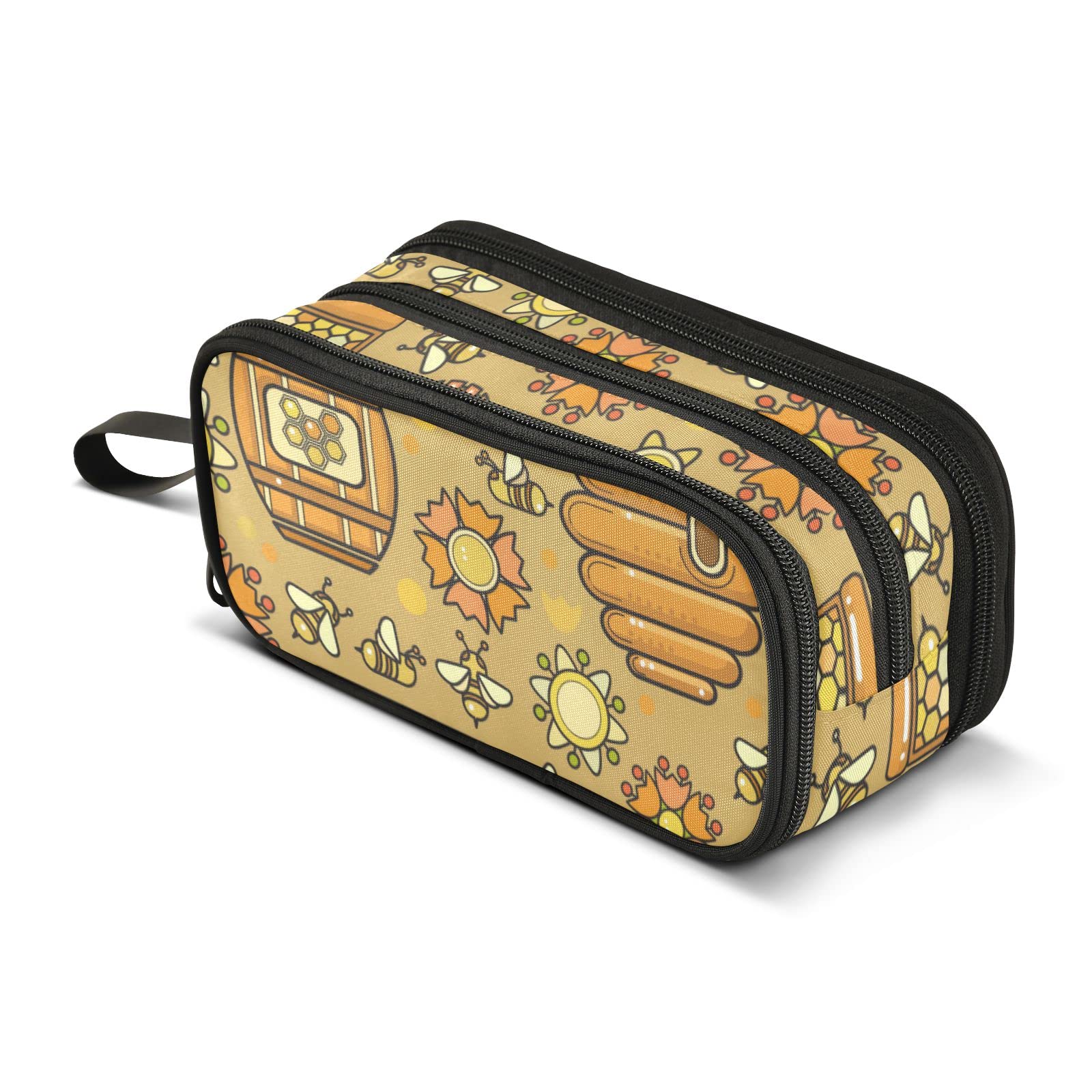 J JOYSAY Large Honey Bee Pencil Case - Big Capacity School Organizer for Students, Perfect for Classroom & College