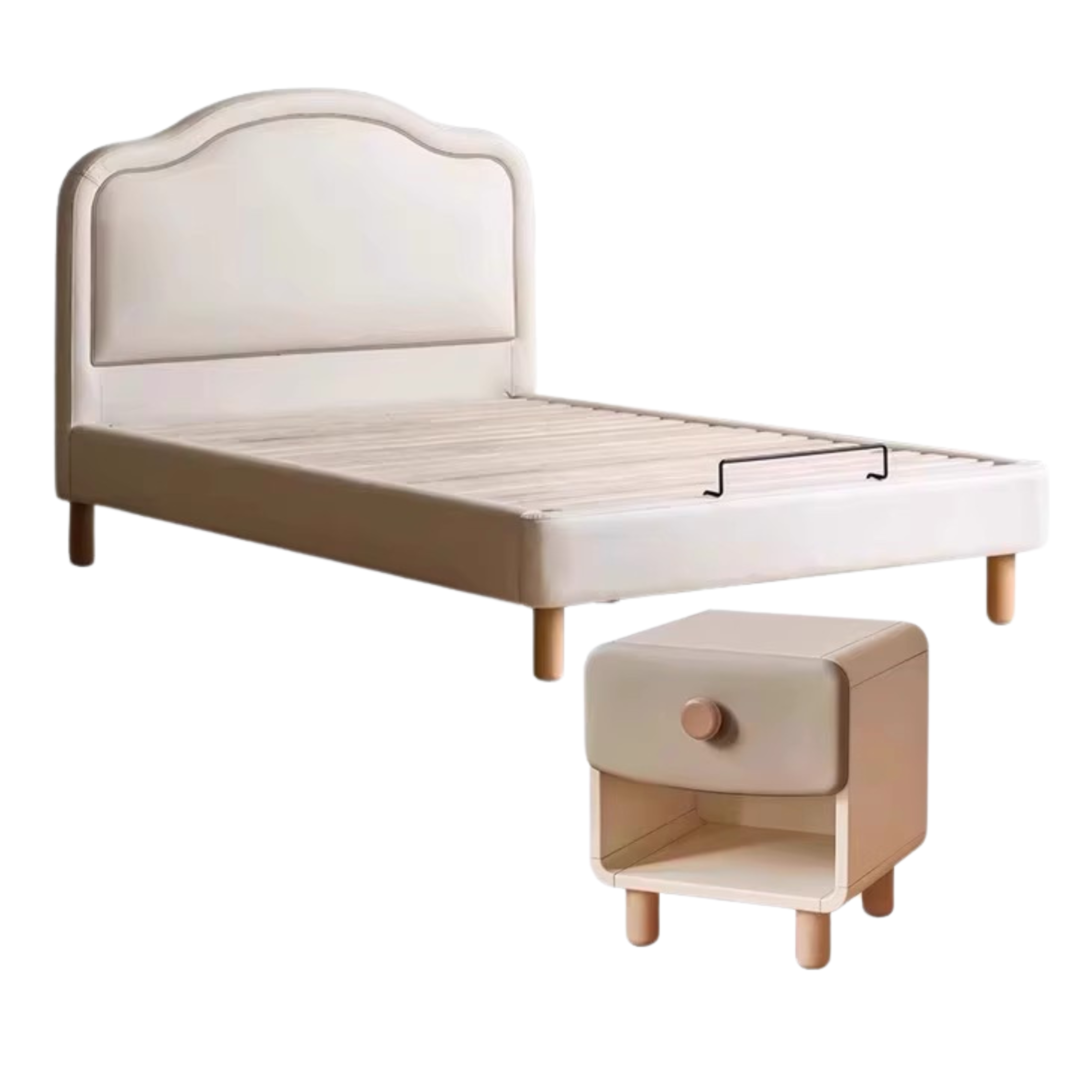 Organic Leather Cream Style Soft Kids Bed – Premium Comfort for Nursery, Bedroom & Playroom – Safe & Durable Toddler Bed for Sweet Dreams