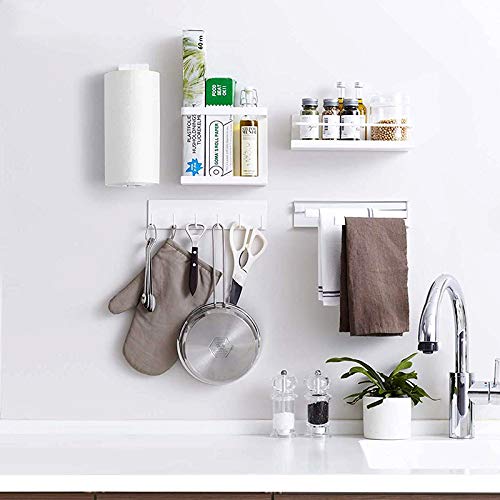RASIKVAR Stainless Steel Adhesive Towel Bar - Heavy Duty Bathroom Towel Holder, Wall Mounted Self Adhesive Hanger for Kitchen & Bathroom Accessories (Black) - Perfect for Small Spaces, Apartments, and RVs