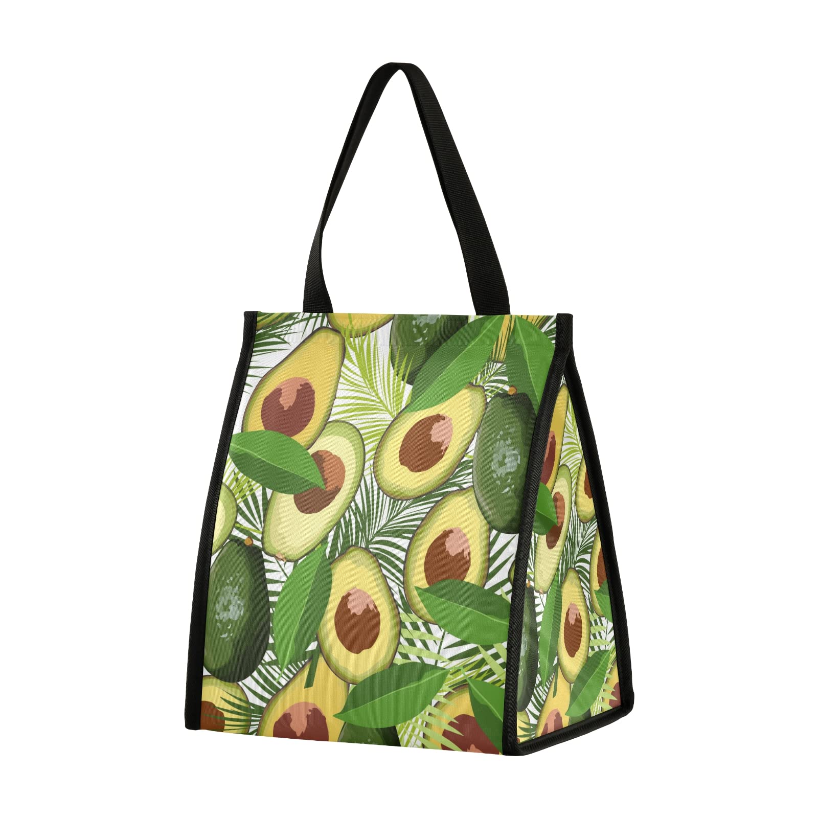 Insulated Avocado Tropical Leaves Lunch Bag for Women & Teens - Waterproof Reusable Freeze Lunch Tote for Work, School, Picnics & Travel - Eco-Friendly Meal Container