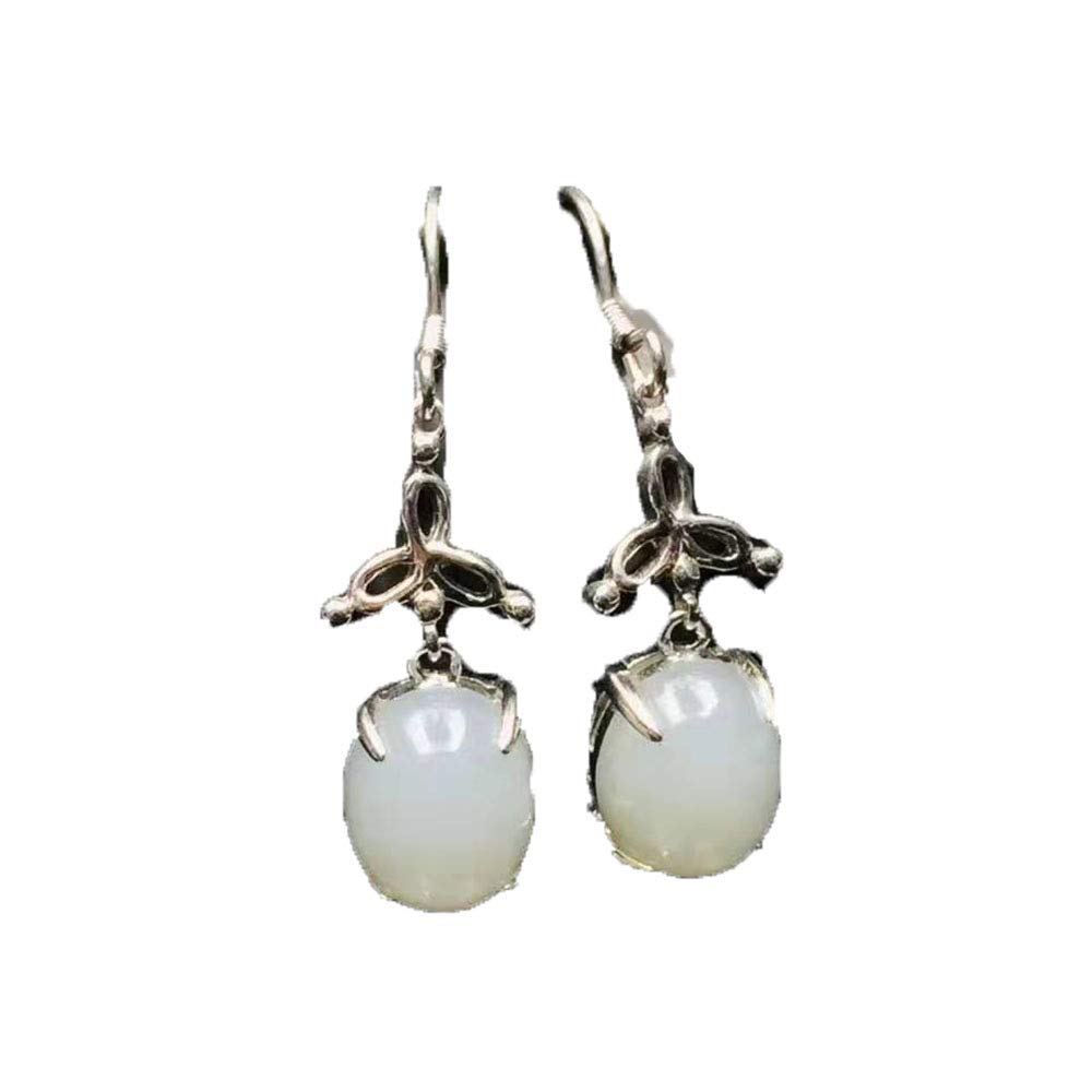 Natural Hotan Jade Hand-Carved Egg Face Earrings for Women - Lucky Charm Jewelry for Daily Wear, Gifts & Special Occasions