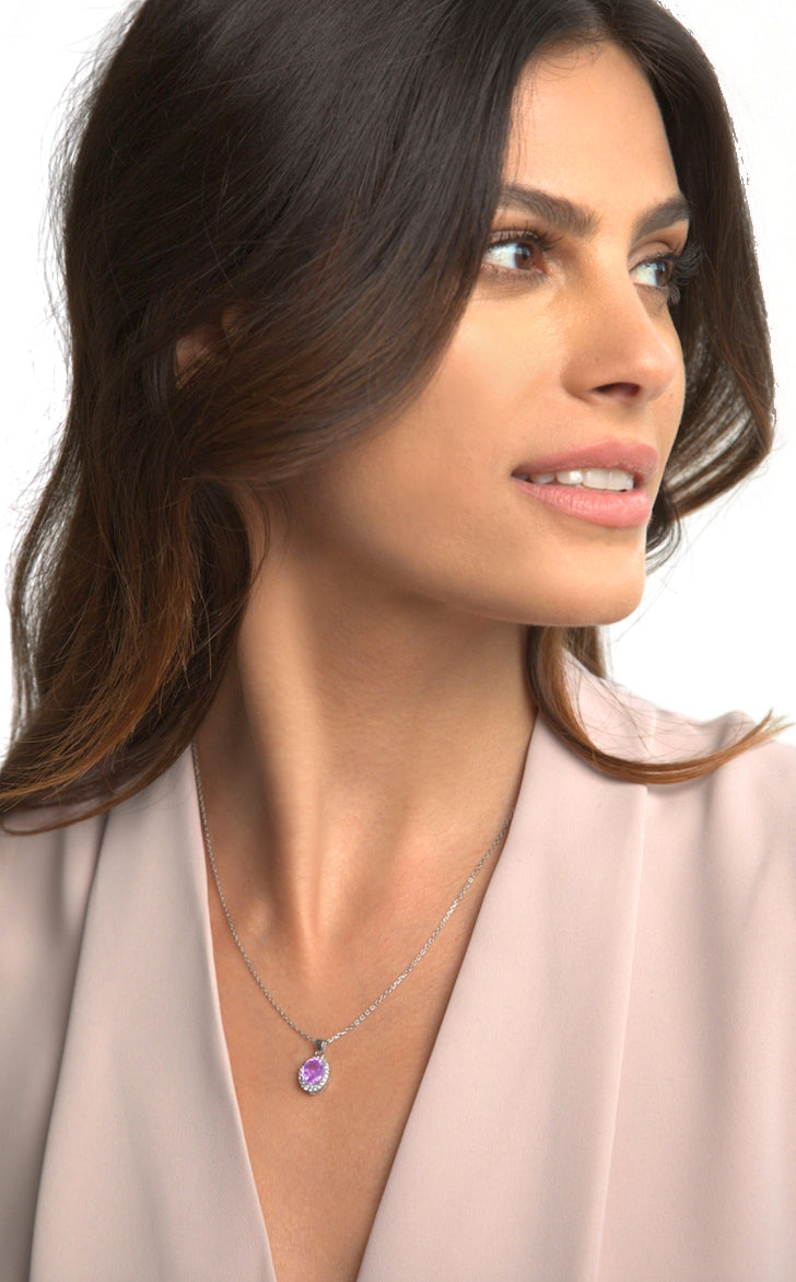 Stunning Gemstone & White Topaz Necklace for Women - Elegant Sterling Silver Jewelry Gift for Birthday, Anniversary & Special Occasions