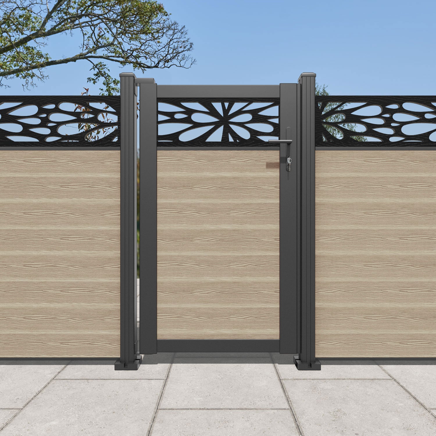 Classic Blossom Wooden Pedestrian Gate - Light Oak Finish for Garden, Yard, and Pathway Entry | Durable Outdoor Walkway Gate