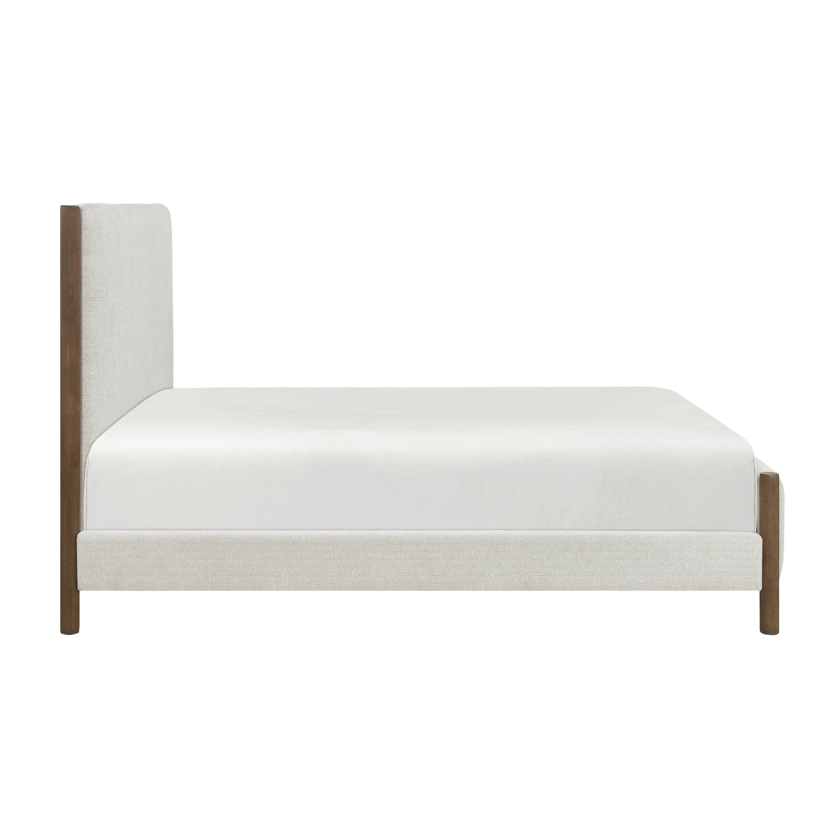 Caramel Oak Chenille King Platform Bed Frame - Solid Wood, No Box Spring Needed - Perfect for Modern Bedrooms & Guest Rooms