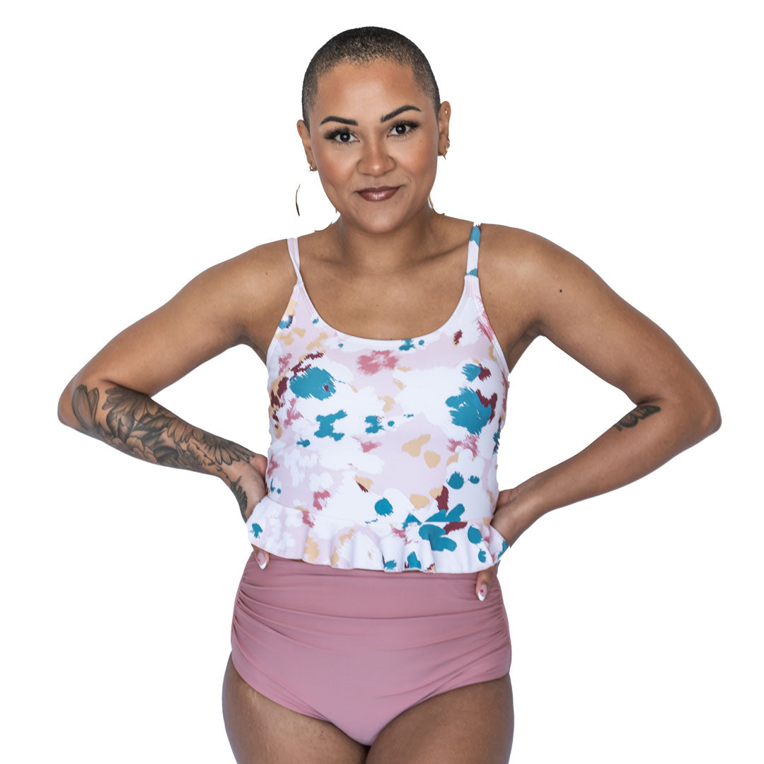 Women's Scoop Neck Peplum Tankini Top - Flattering Swimwear for Beach & Pool - Perfect for Summer Vacations and Resort Wear