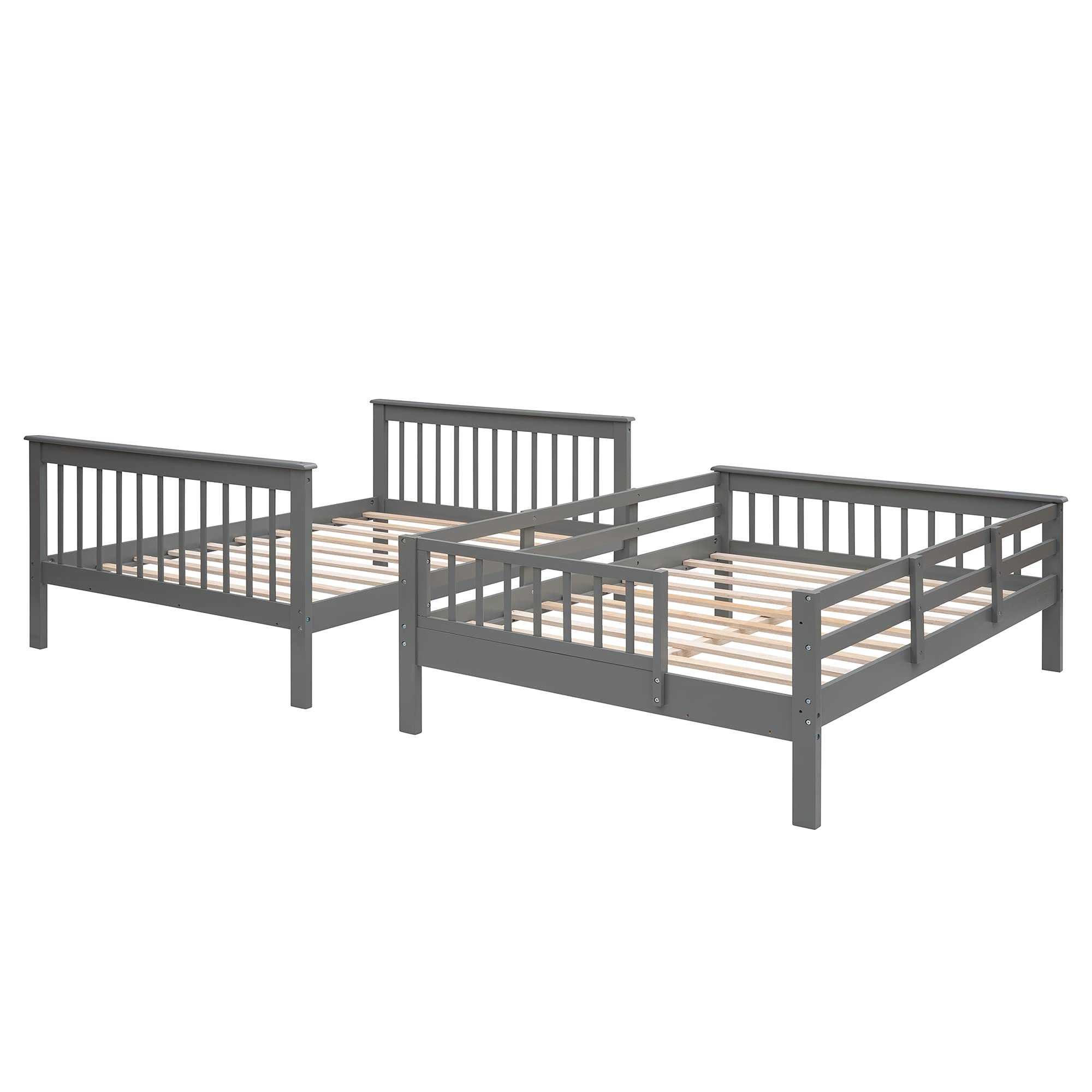 Harper & Bright Designs Full Over Full Wood Bunk Beds with Stairway & Storage, Convertible Bunk Bed Frame for Adults, Kids, Teens - Grey | Space-Saving Solution for Bedrooms, Guest Rooms & Vacation Homes