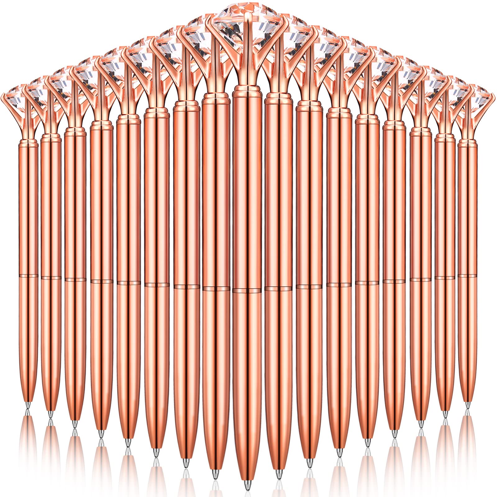50 Pcs Diamond Pens Bulk - Elegant Rose Gold Ballpoint Pens with Bling Crystal & Black Ink - Perfect for Bridal Showers, Weddings, Bridesmaid Gifts, Office & School Use - Luxury Writing Pens for Women
