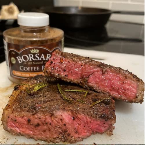 Premium Borsari Coffee Rub Seasoning - All Natural Gourmet Dry Rub for Ribs, Steak & BBQ - Infused with Coffee Spices & Cocoa (19 oz) - Perfect for Grilling, Smoking & Enhancing Meat Flavors