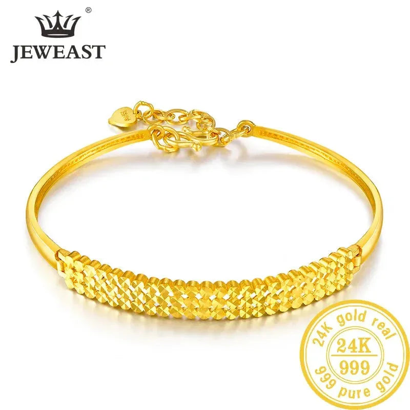 24K Pure Gold Bracelet for Women - 999 Solid Real Gold Bangle, Elegant & Romantic Classic Jewelry Gift for Anniversary, Valentine's Day, Birthday | Trendy & Timeless Design 2023