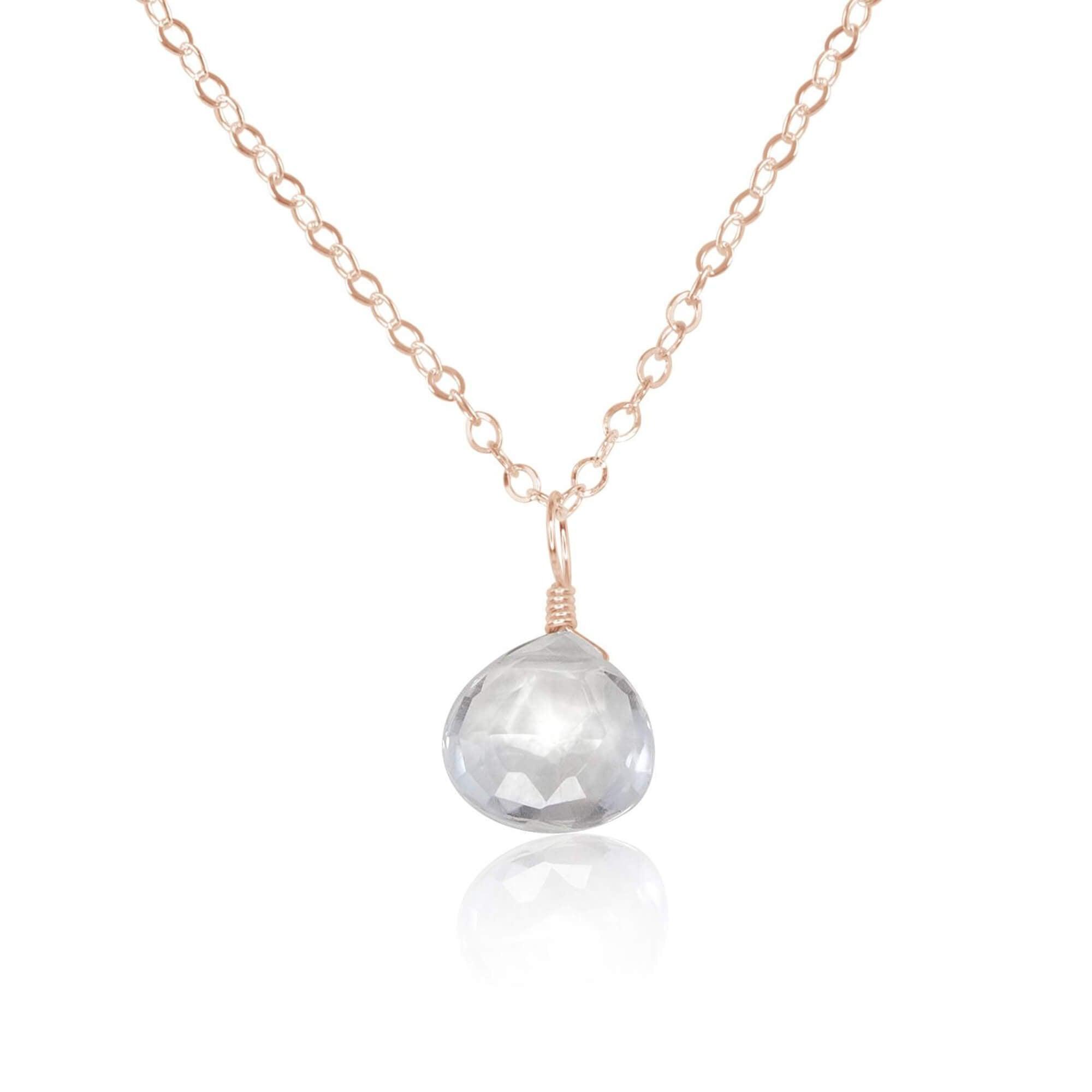 Elegant Tiny Crystal Quartz Teardrop Pendant Necklace - Dainty Healing Stone Jewelry for Women, Perfect for Everyday Wear, Gifts & Spiritual Healing
