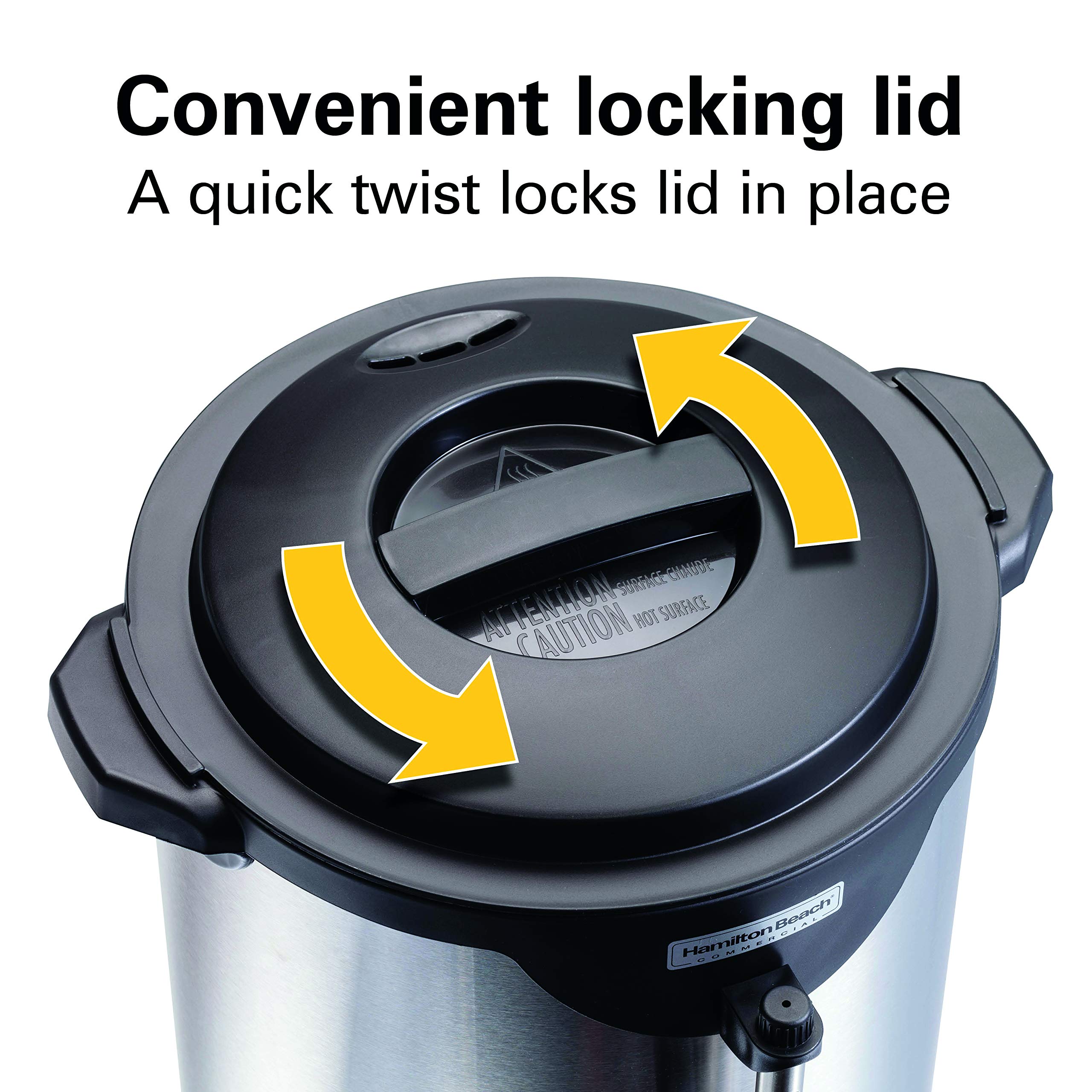 Hamilton Beach HCU100S Commercial 100-Cup Stainless Steel Coffee Urn - Double Wall Insulation, 120V Electric Coffee Maker - Perfect for Large Gatherings, Offices & Catering Events