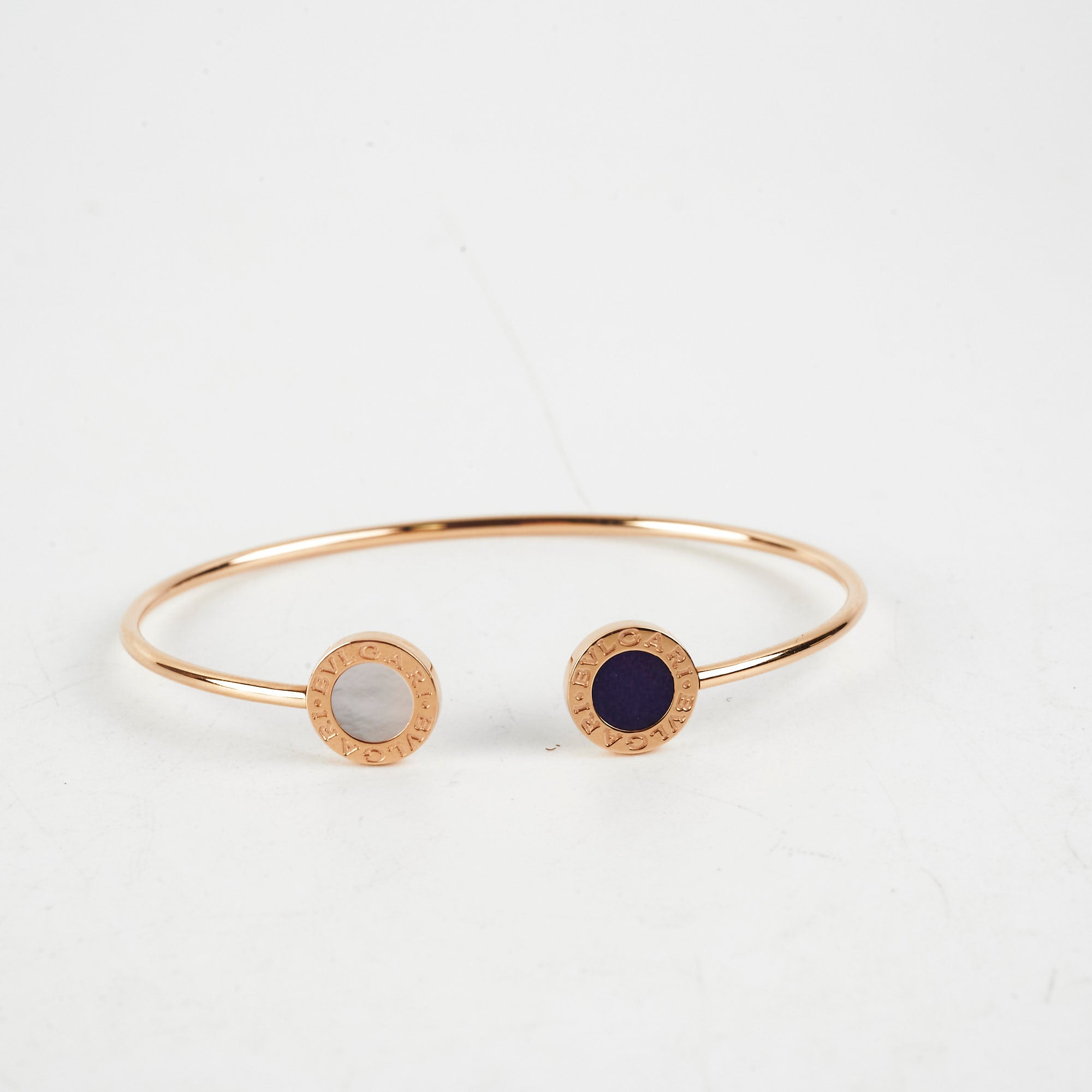 Bvlgari Mother of Pearl and Onyx Bangle Bracelet - Size S - Luxury Jewelry for Women - Perfect for Weddings, Parties & Special Occasions