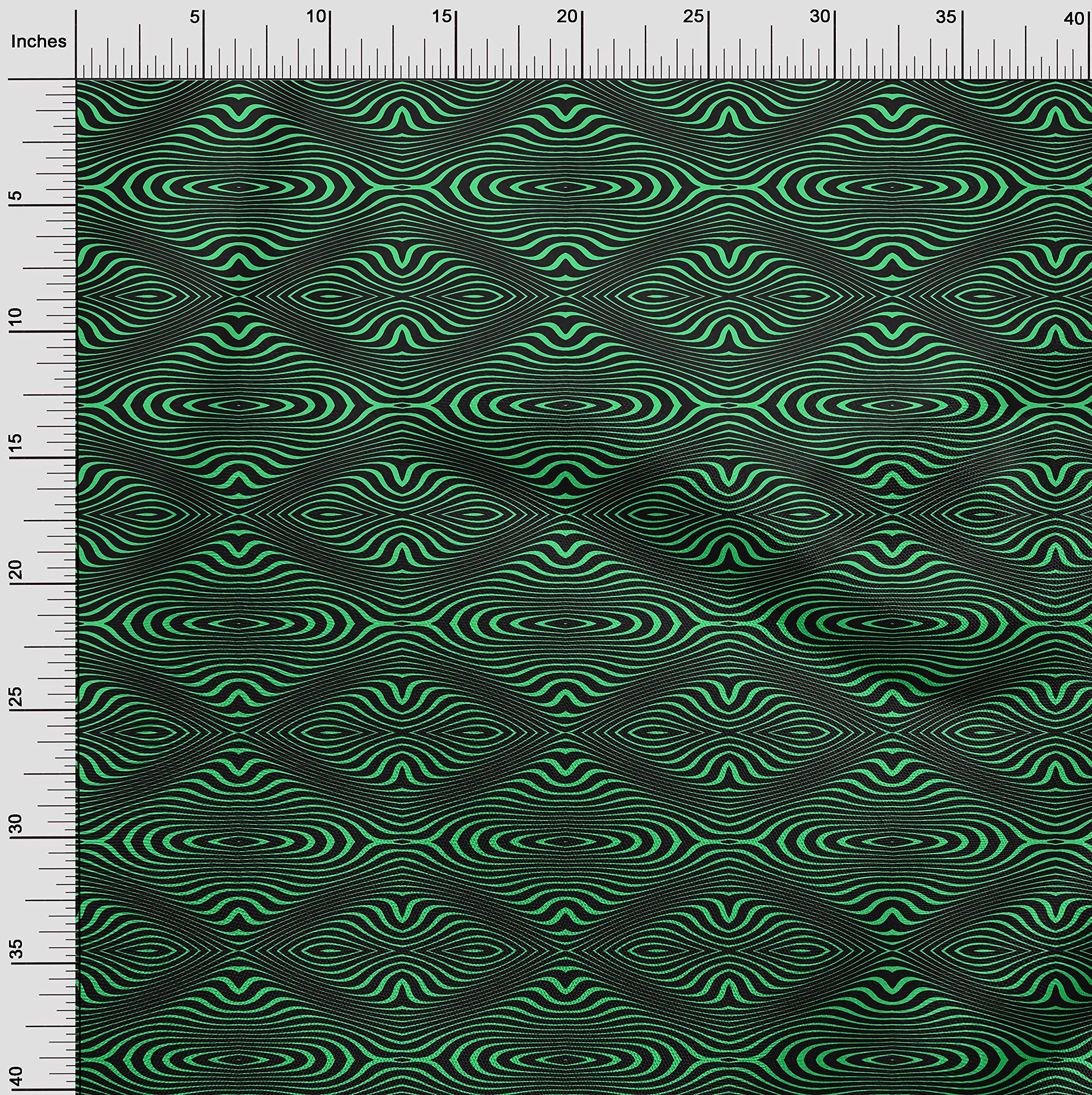 oneOone Rayon Green Moire Fabric by The Yard - 56 Inch Wide Printed DIY Sewing Material for Dresses, Curtains & Home Decor