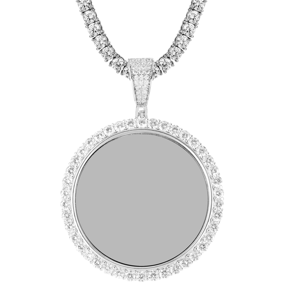 14K White Gold Round One Row Memory Picture Necklace - Perfect for Anniversaries, Gifts & Special Occasions