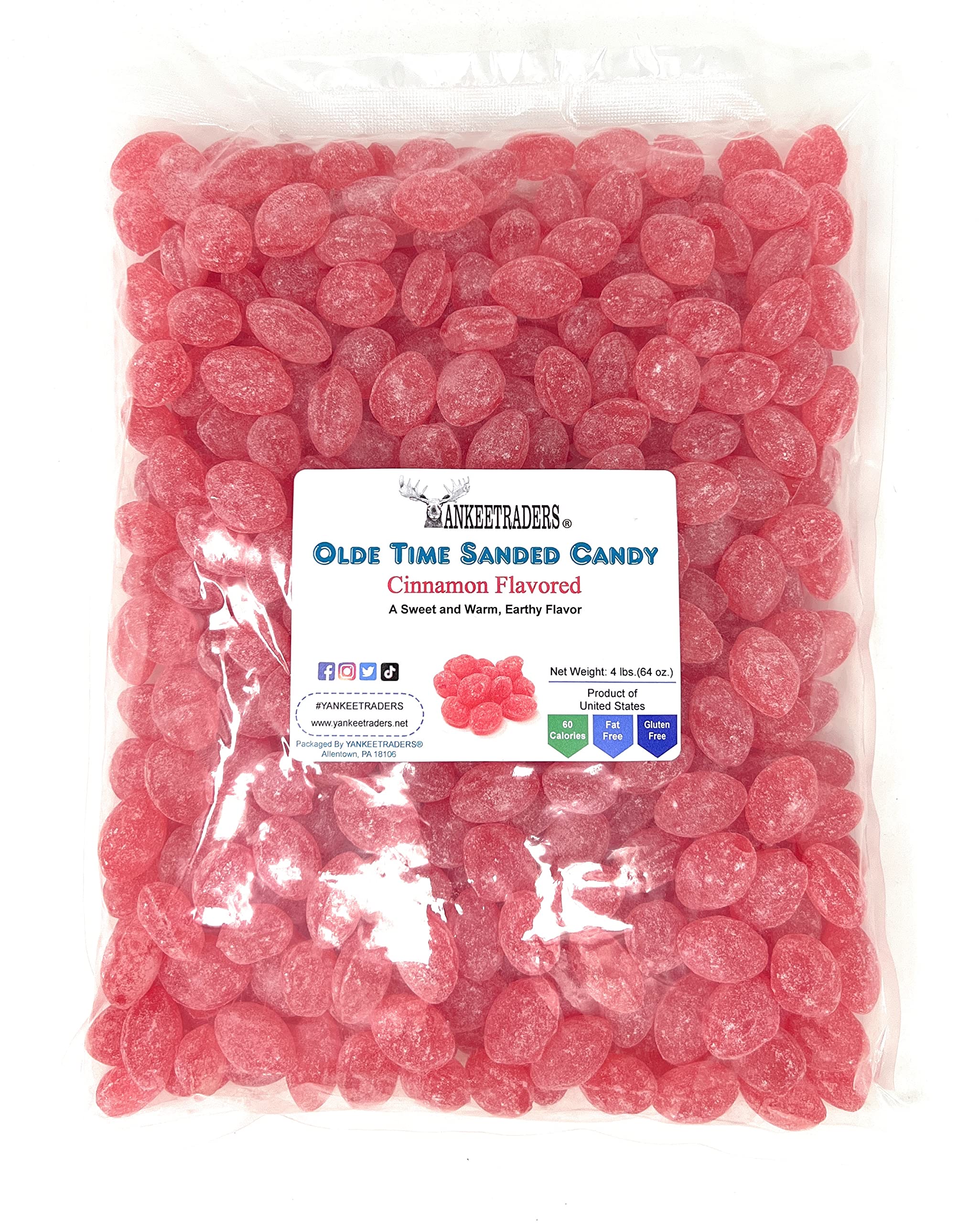 Old Time Cinnamon Sanded Hard Candy - 4lb Bulk Bag | Classic Spiced Candy for Baking, Holiday Treats & Party Favors