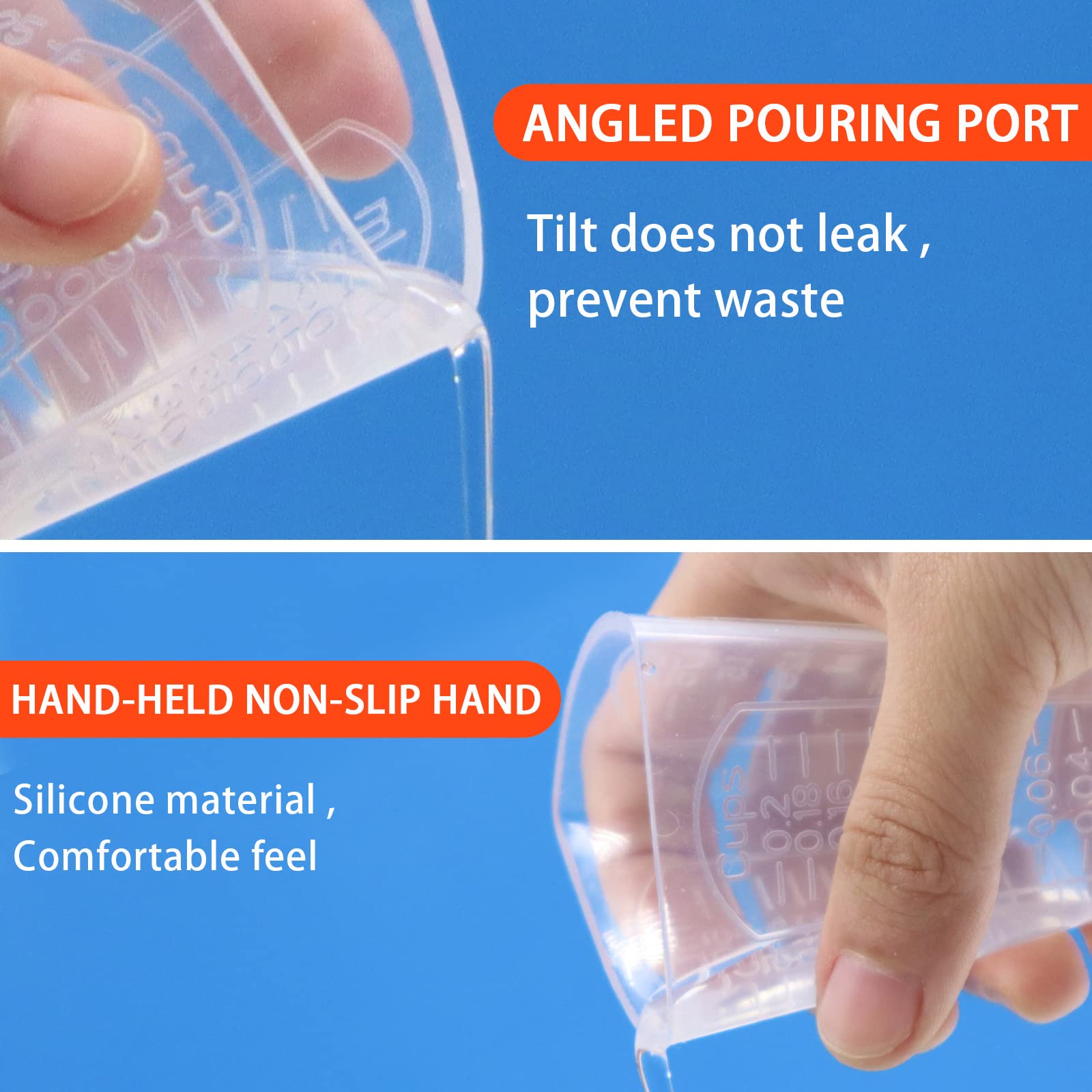 Premium Silicone Resin Measuring Cups - 1000ml Thick Non-Stick Mixing & Pouring Cups with 3 Measurement Units (OZ/ML/G) - Ideal for Epoxy Resin, Art Crafts, Baking & Kitchen Use