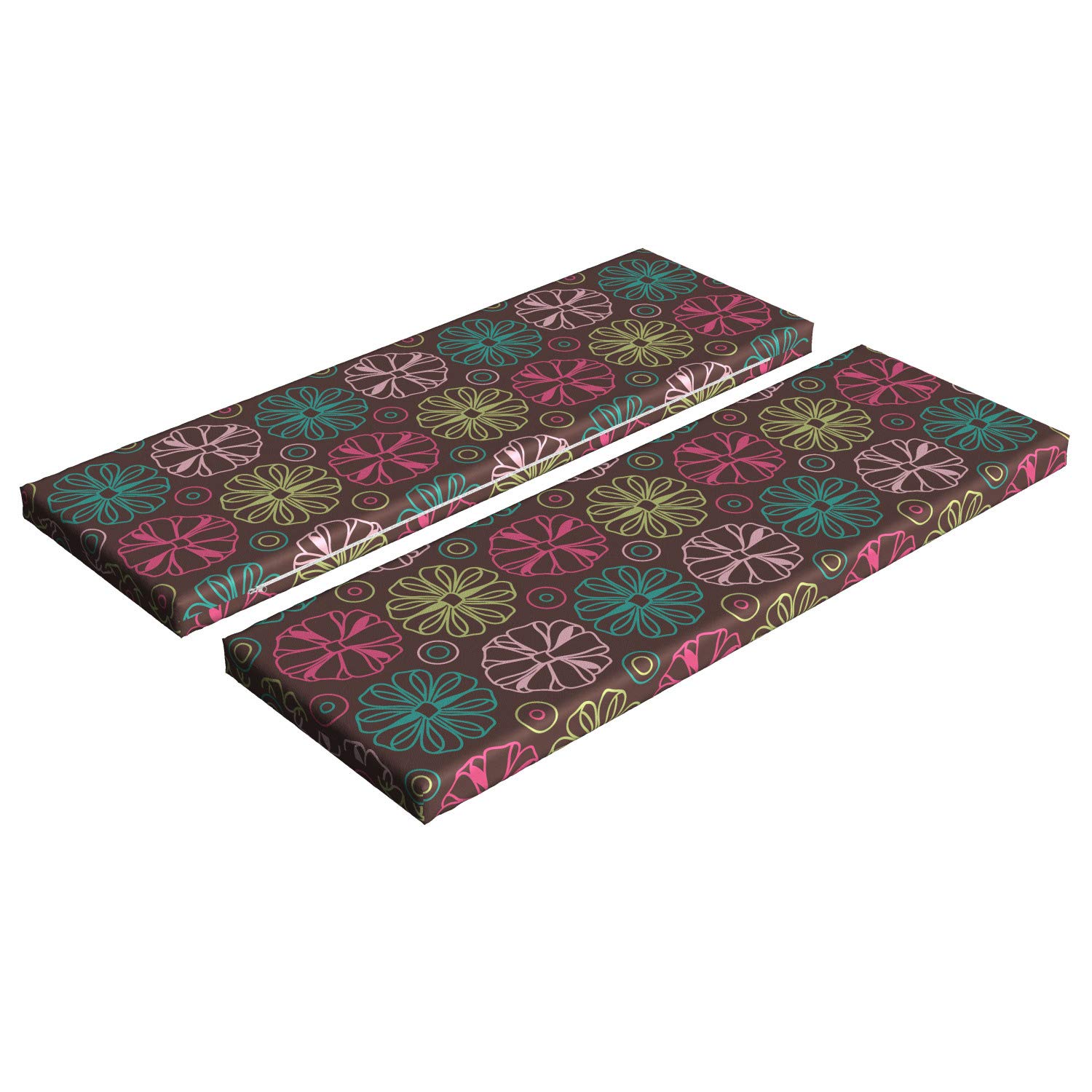 Ambesonne 2-Piece Colorful Bench Cushion Set with Bow & Circle Pattern - 45