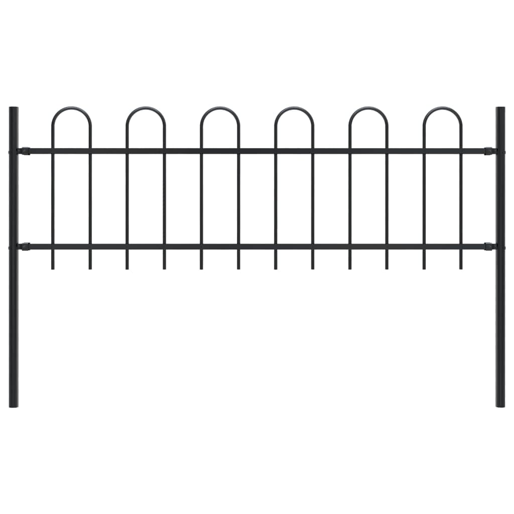 SKM 5.5ft Black Steel Garden Fence with Spear Top - Durable Outdoor Decorative Fencing for Yard, Lawn, and Property Protection | Perfect for Home Gardens, Landscaping, and Pet Safety
