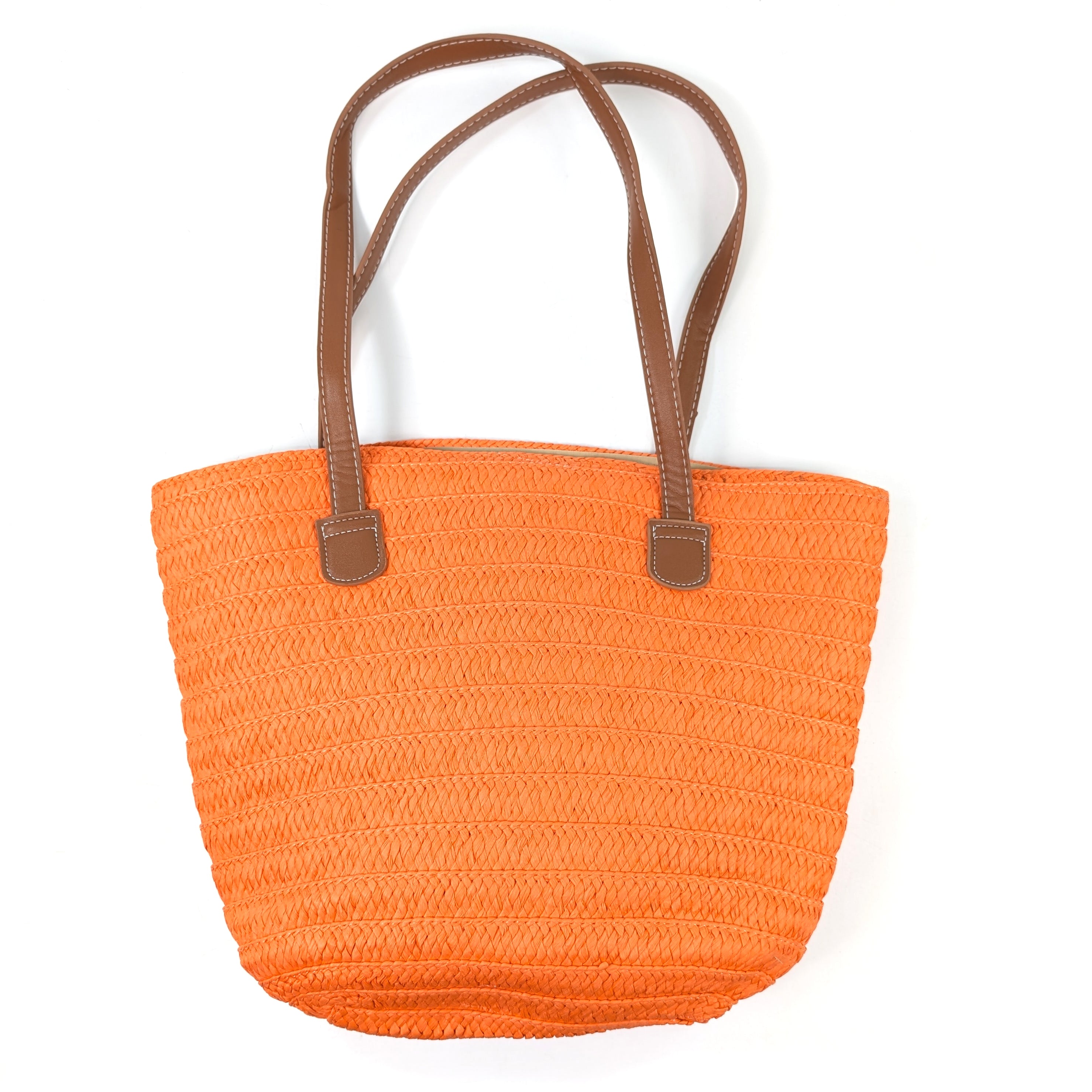 Stylish Straw Shoulder Bag for Women - Trendy Orange Woven Handbag for Summer, Beach, and Casual Outings