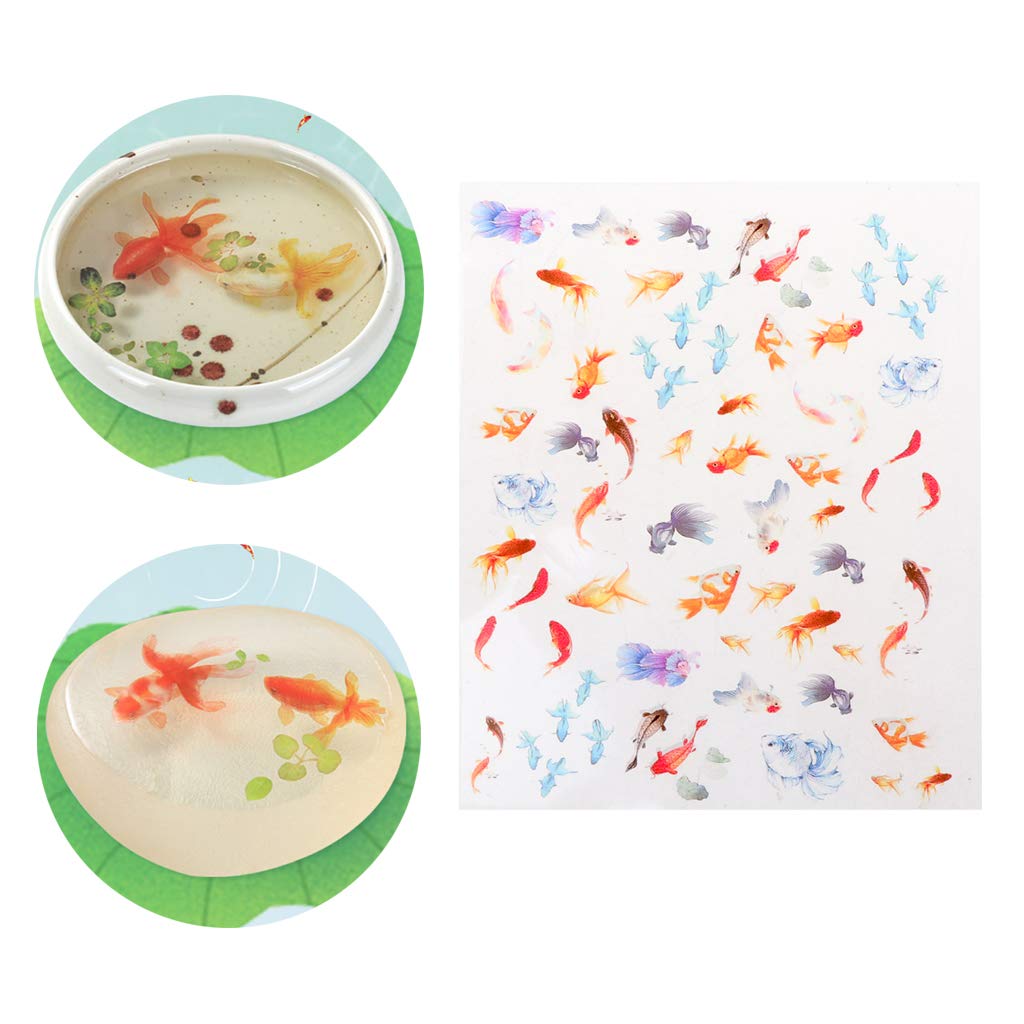 3D Goldfish Clear Film Stickers - Resin Craft Decals for DIY Micro Landscapes, Scrapbooking & Home Decor - Perfect for Aquarium Themes, Journals, and Gift Wrapping