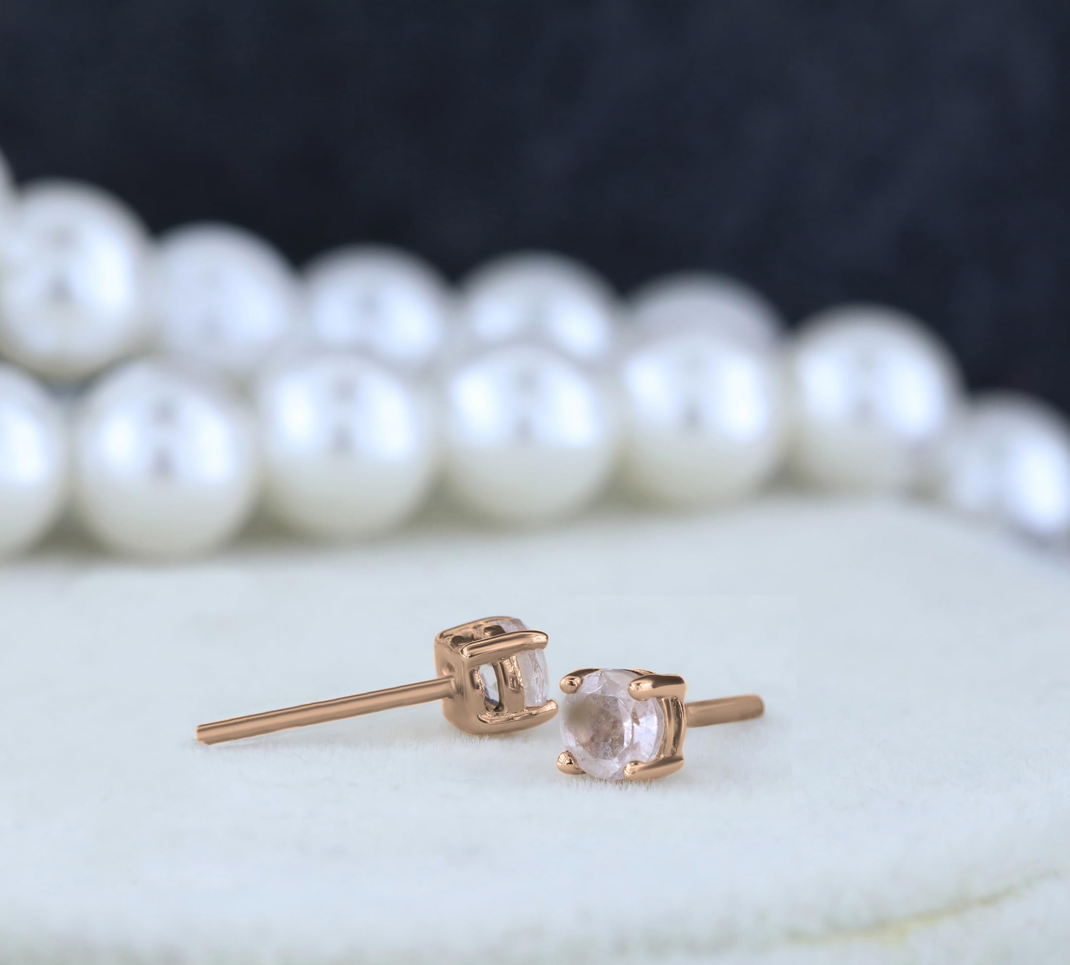 10K Solid Gold Round Morganite Stud Earrings for Women - Dazzlingrock Collection | Elegant Solitaire Jewelry for Weddings, Anniversaries & Special Occasions