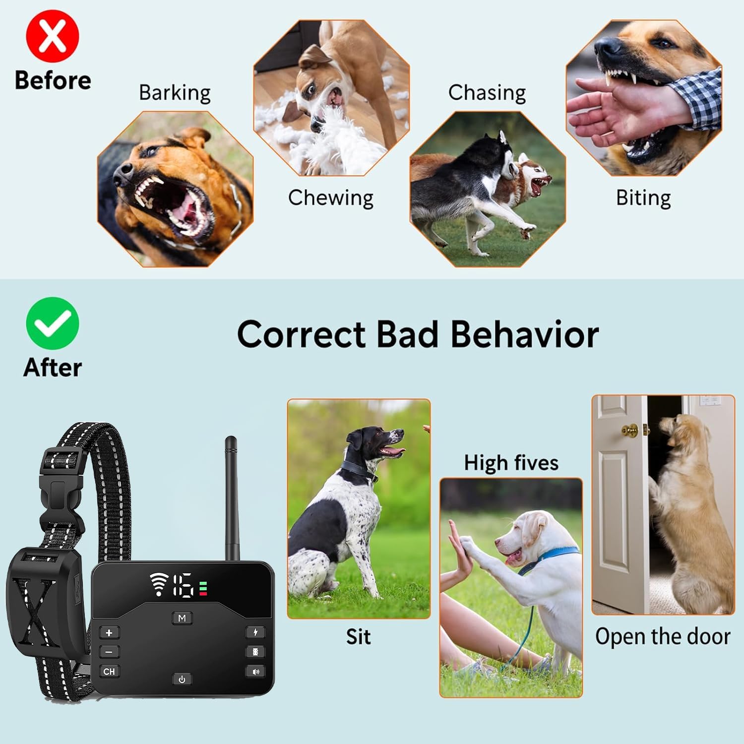Wireless Dog Fence & Remote Training Collar - 2-in-1 Waterproof Rechargeable Containment System for Dogs | Perfect for Yard Safety & Obedience Training (1 Dog)