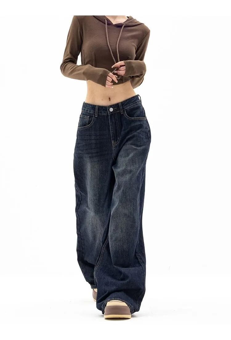 YELLOOP Y2K Women's Baggy Jeans - High Waisted Wide Leg Denim Pants for 2023 Fall Fashion | Perfect for Casual Outfits, Streetwear & Retro Style