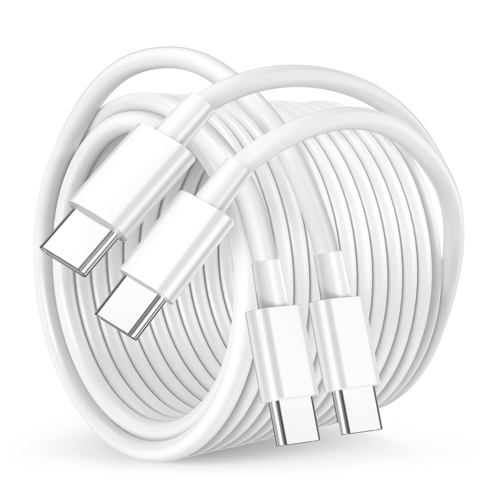 100W USB C to USB C Cable 10ft 2Pack - Fast Charging Type C Cable for iPhone 15 Pro Max/Plus, MacBook Pro 2018/2019, iPad Mini/Pro, Samsung Galaxy S23/S22 - Durable USB-C Cord for Home, Office & Travel Charging
