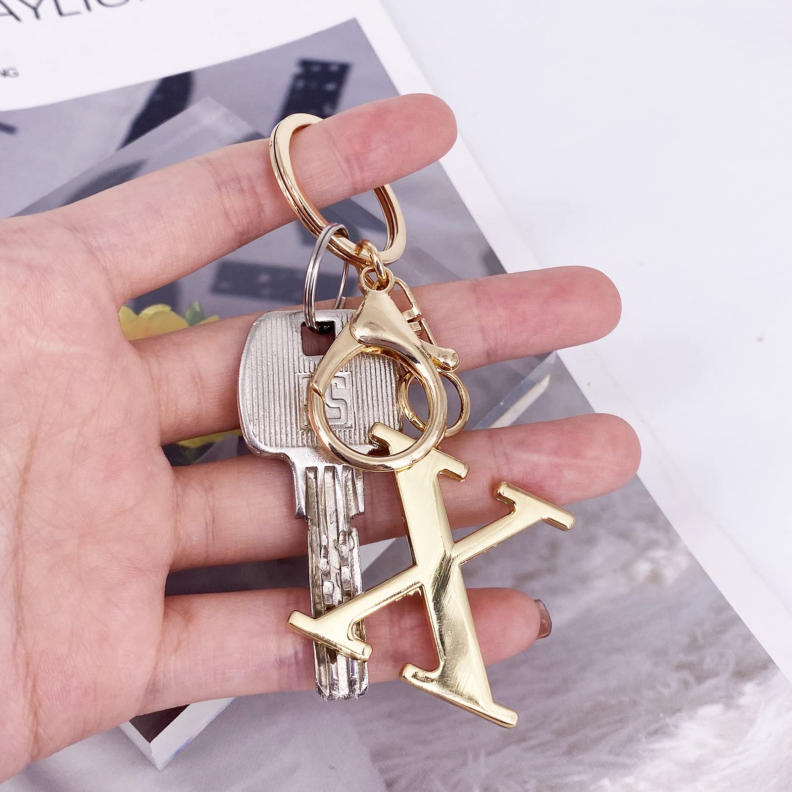 LAXPICOL Gold Letter A-Z Keychain for Women - Personalized Alphabet Initial Bag Charms, Purse Accessories & Handbag Decor - Perfect Gift for Birthdays, Anniversaries & Everyday Carry