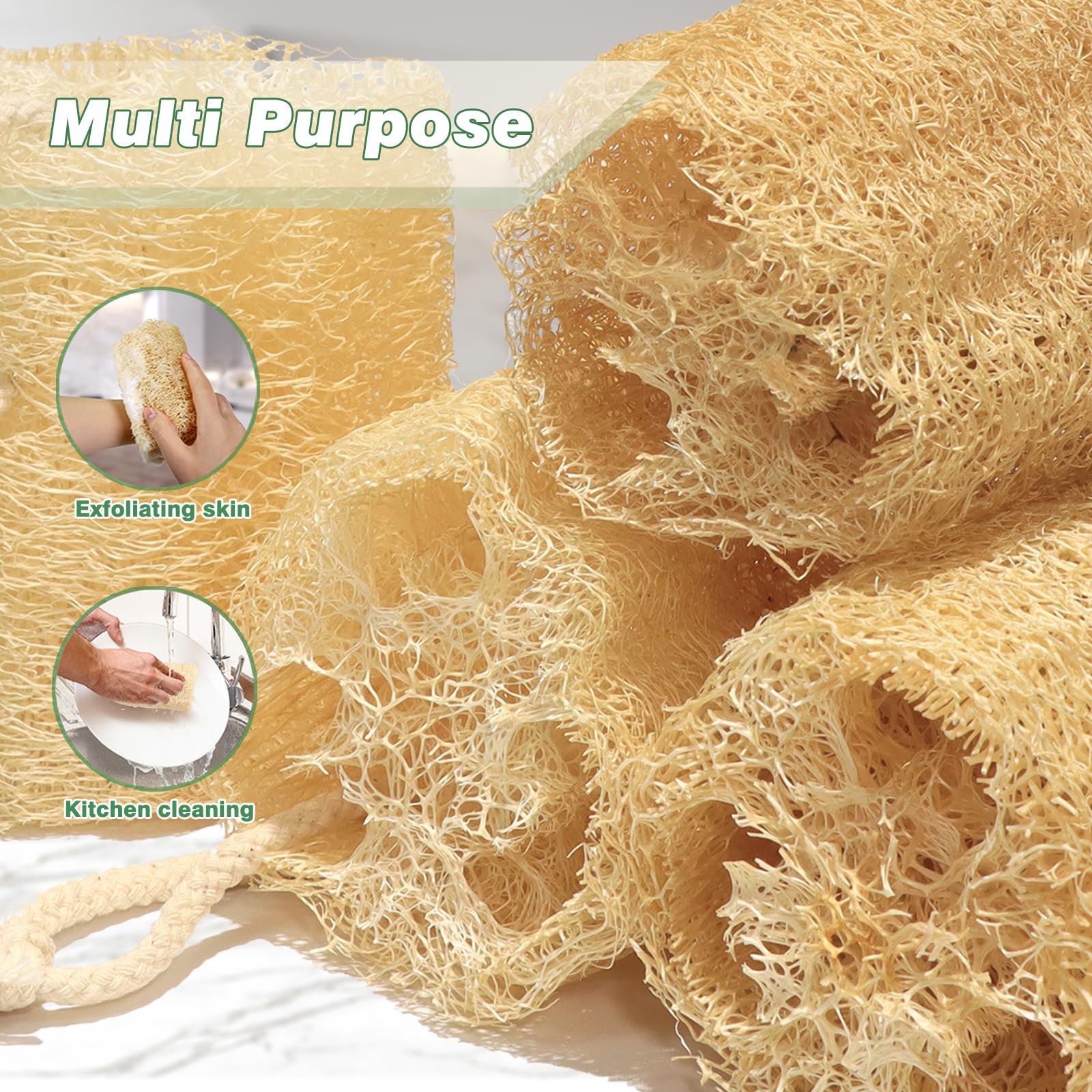 Organic Loofah Sponge Set - 6 Pack Natural Exfoliating Body Scrubber for Men & Women | Eco-Friendly Bath & Shower Skin Care Tool for Back, Face & Body Cleansing | Perfect for Daily Exfoliation & Spa-Like Experience at Home